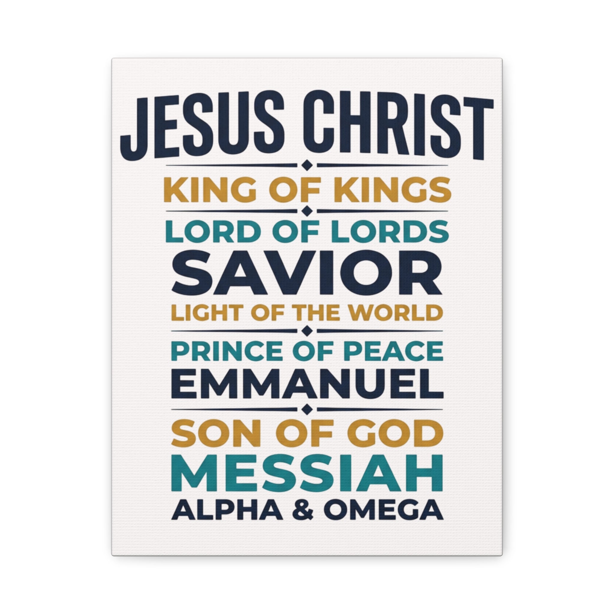 Jesus Christ Typography Wall Art Canvas | Matte Stretched Canvas