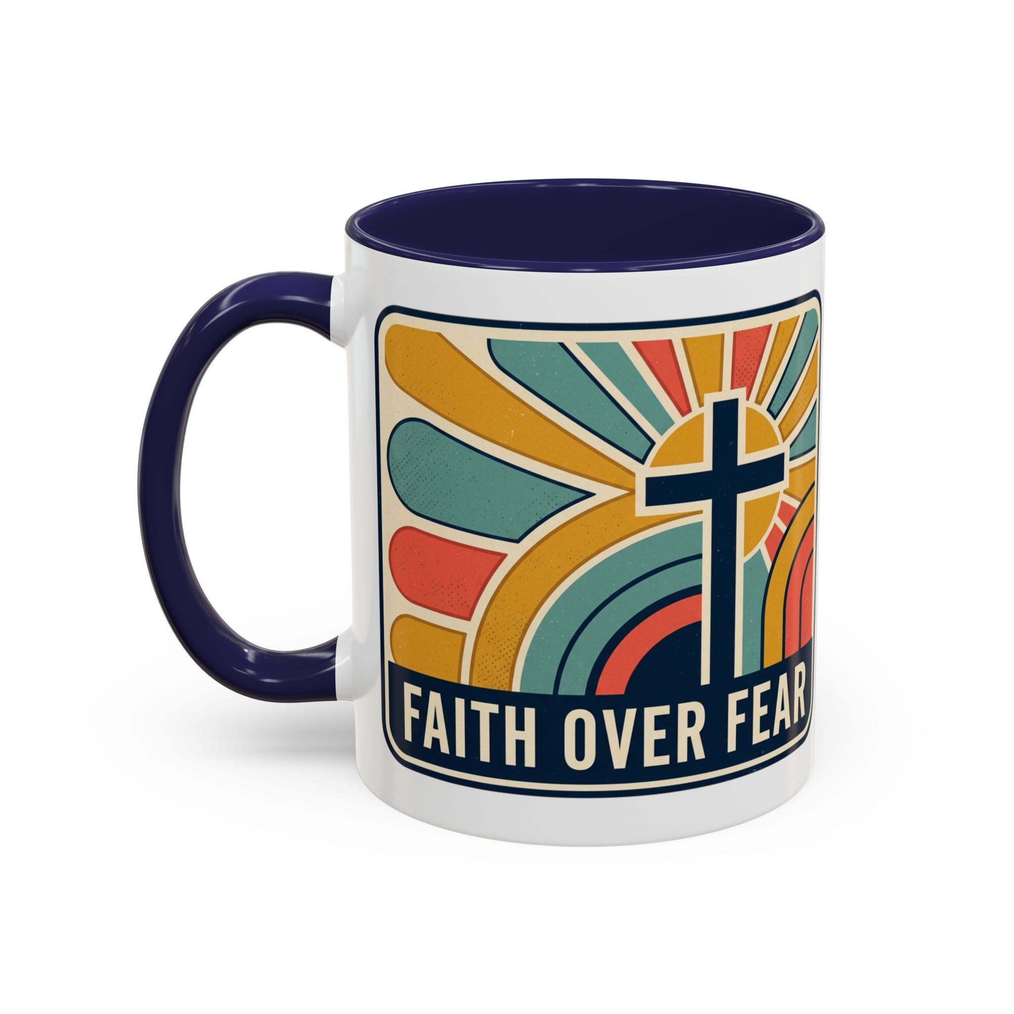 Faith over fear Retro Script Mug | Accent Coffee Mug