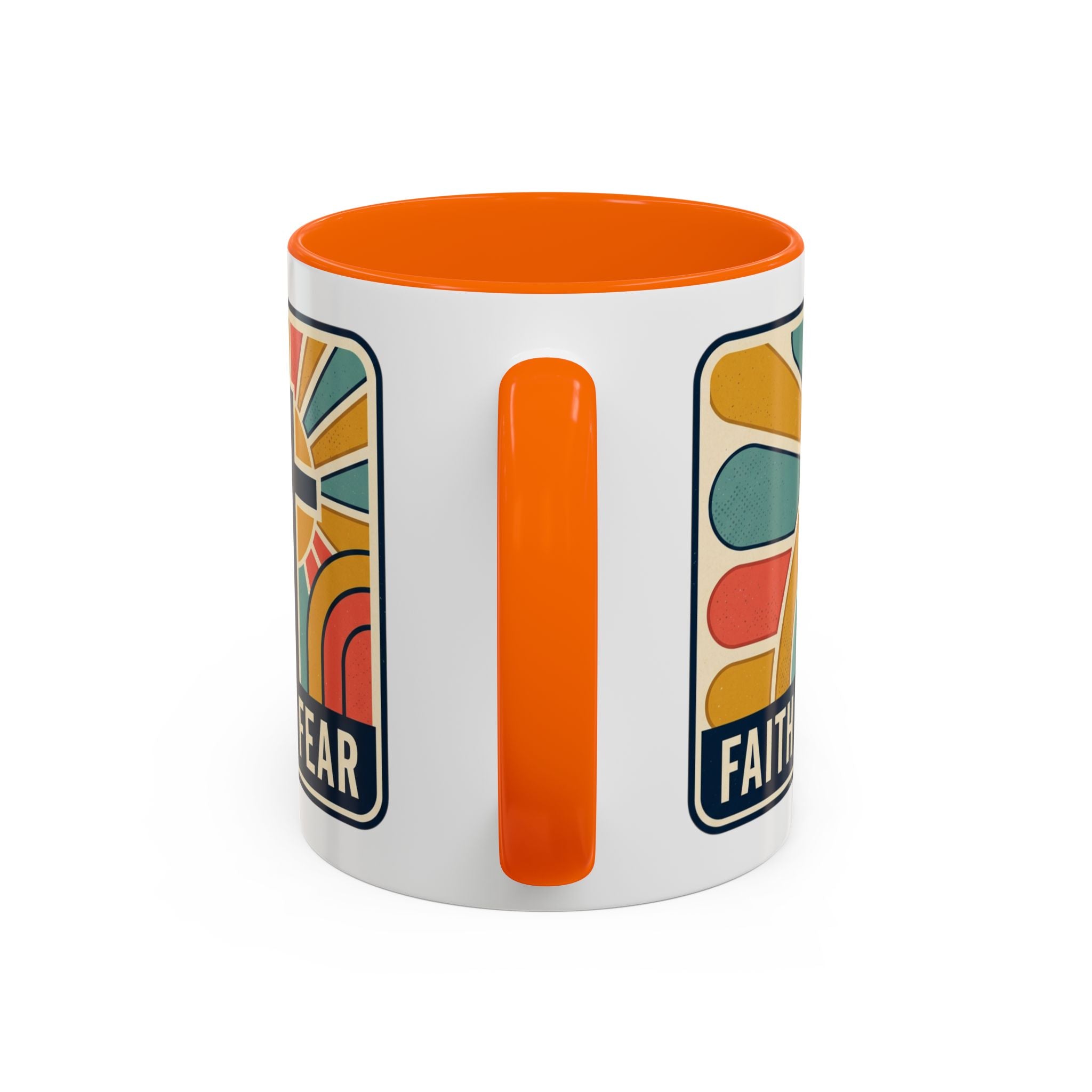 Faith over fear Retro Script Mug | Accent Coffee Mug