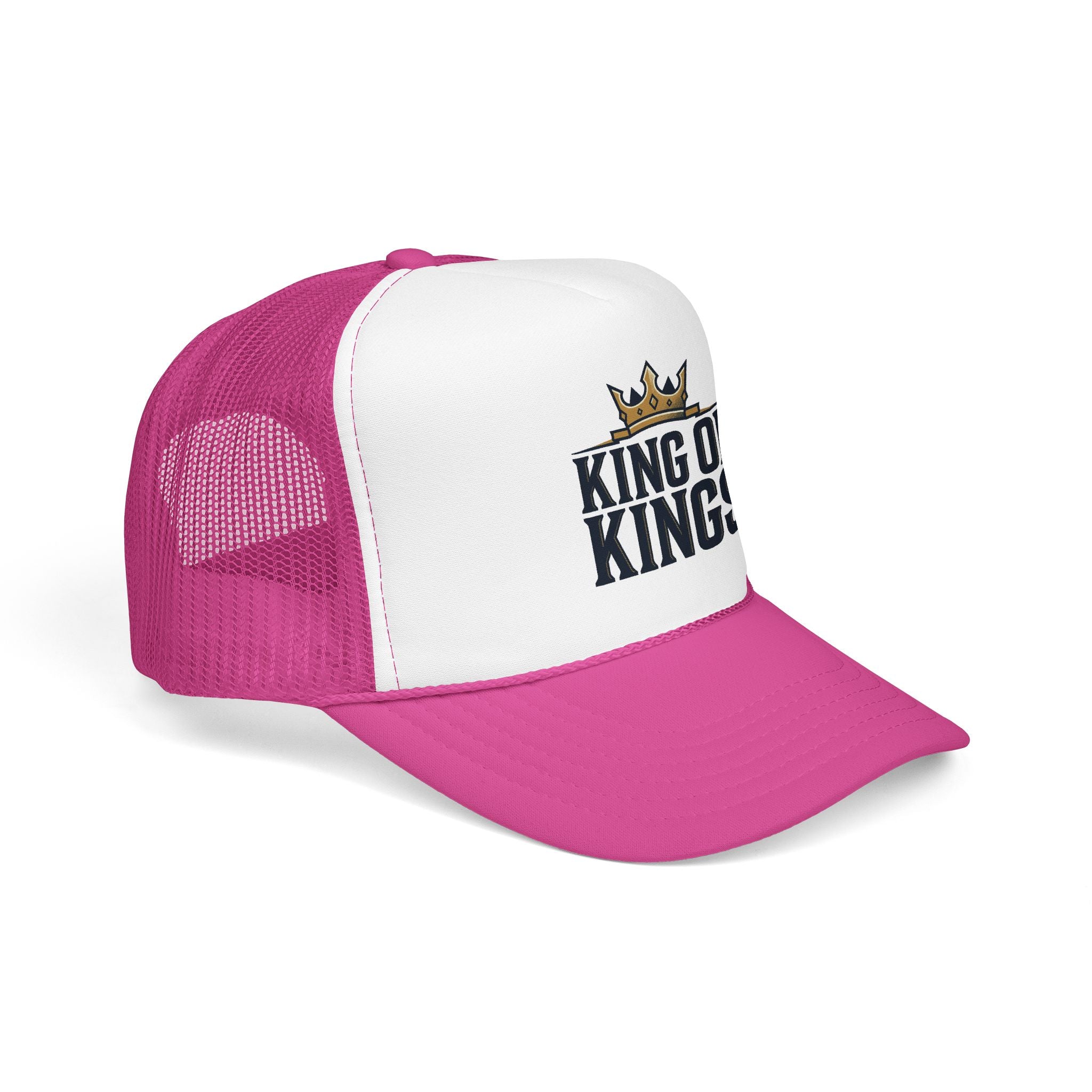 King of Kings Trucker Hat – Foam Mesh Baseball Cap with Gold Crown Design