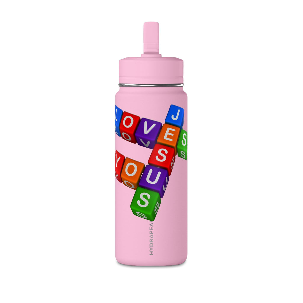 Color Block Letter Cubes Loves You Water Bottle | 20oz Mini