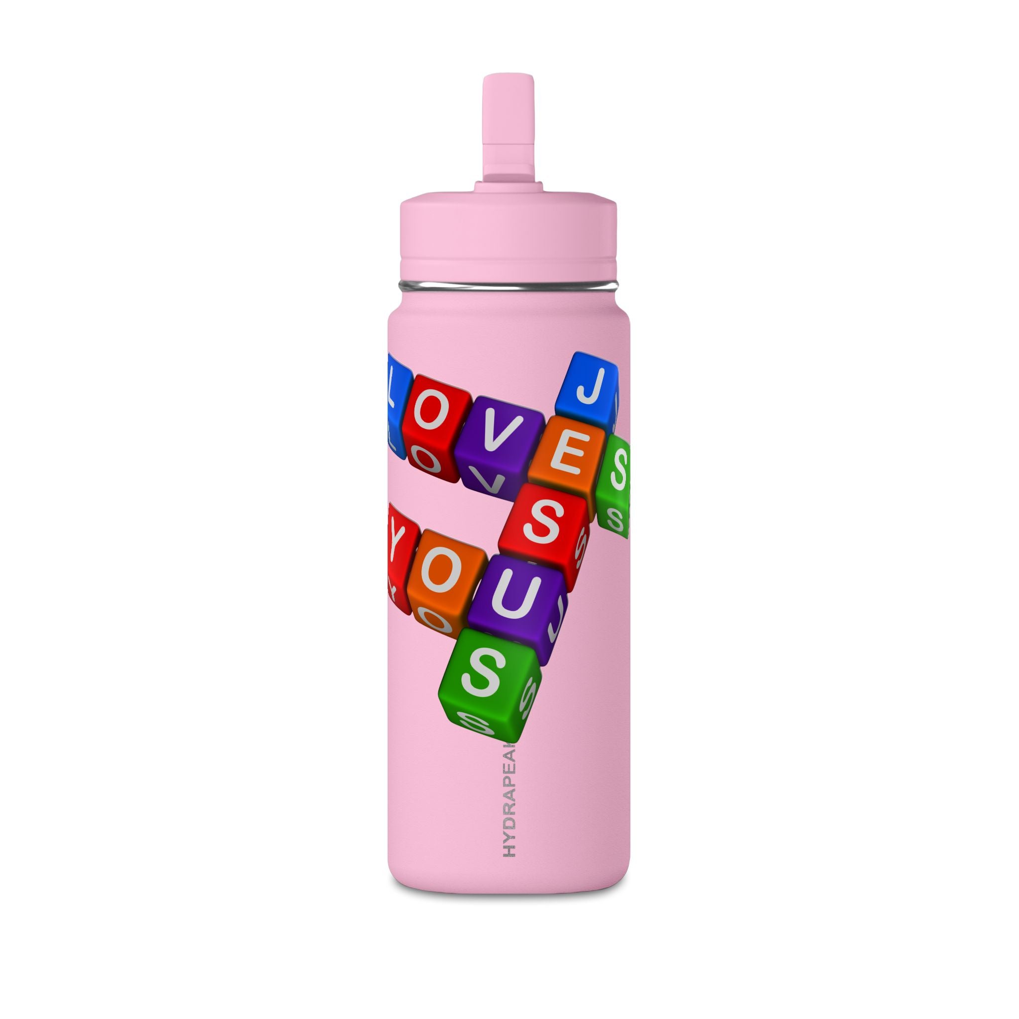 Color Block Letter Cubes Loves You Water Bottle | 20oz Mini