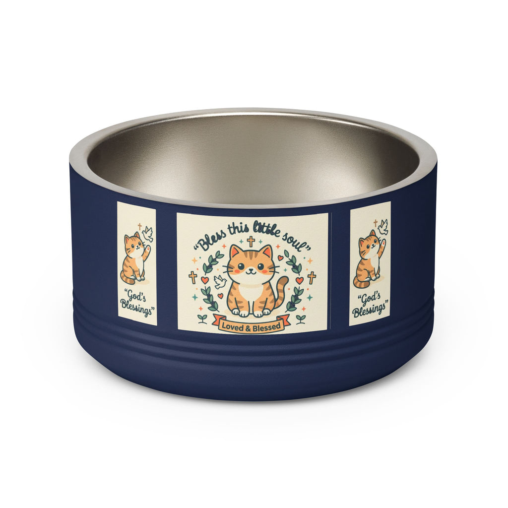 Cute Cat Pet Bowl — "Bless this little soul" 18oz Stainless Steel Bowl