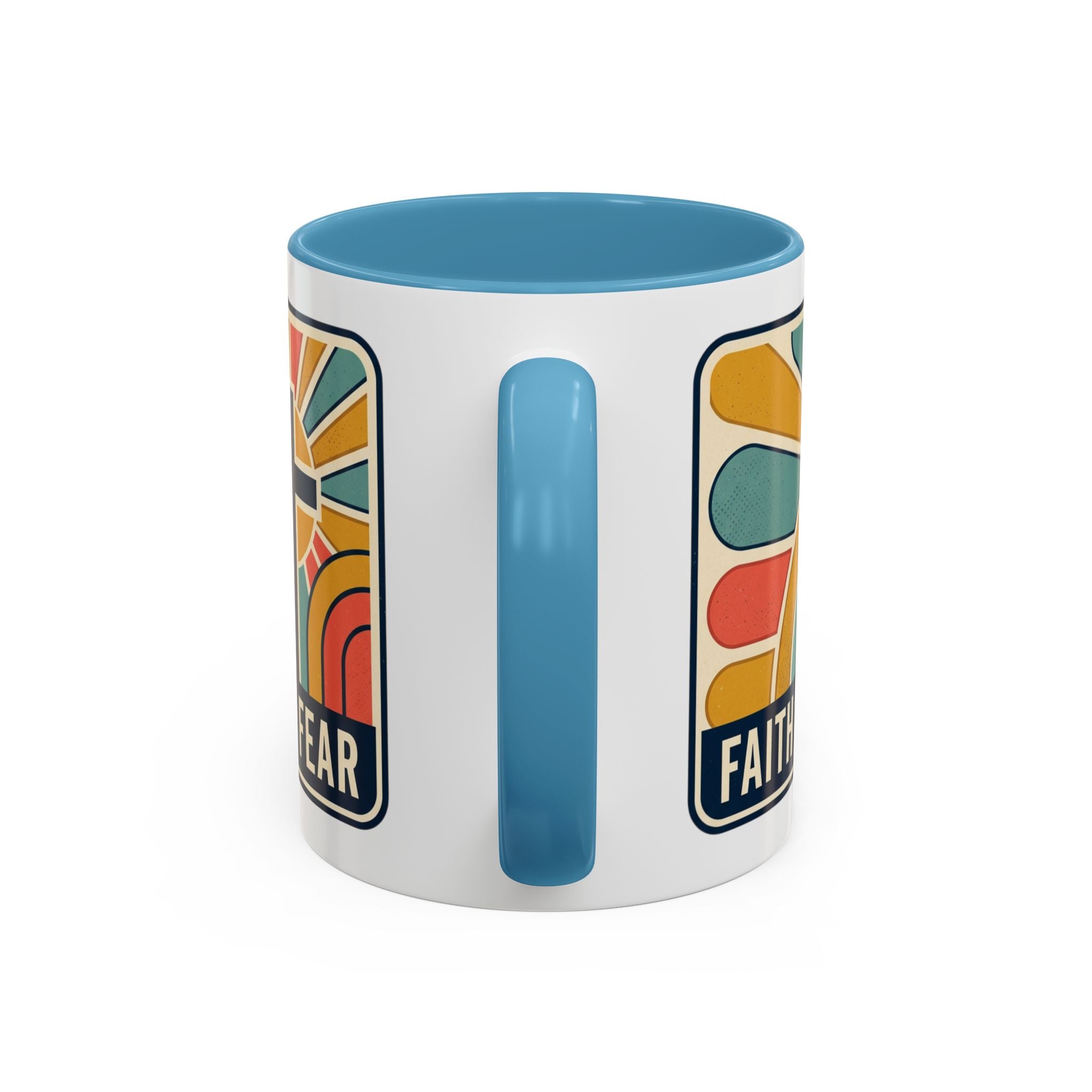 Faith over fear Retro Script Mug | Accent Coffee Mug