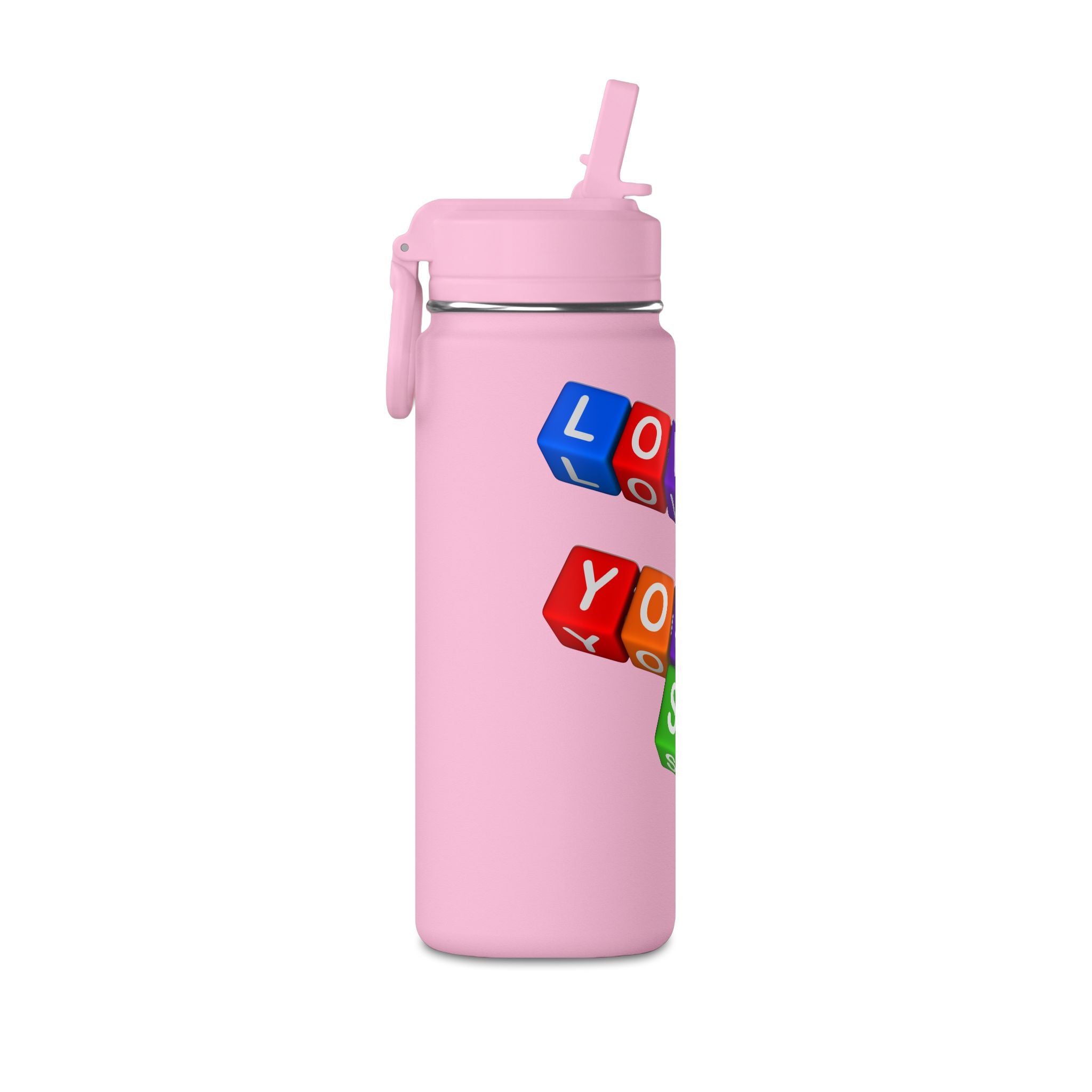 Color Block Letter Cubes Loves You Water Bottle | 20oz Mini