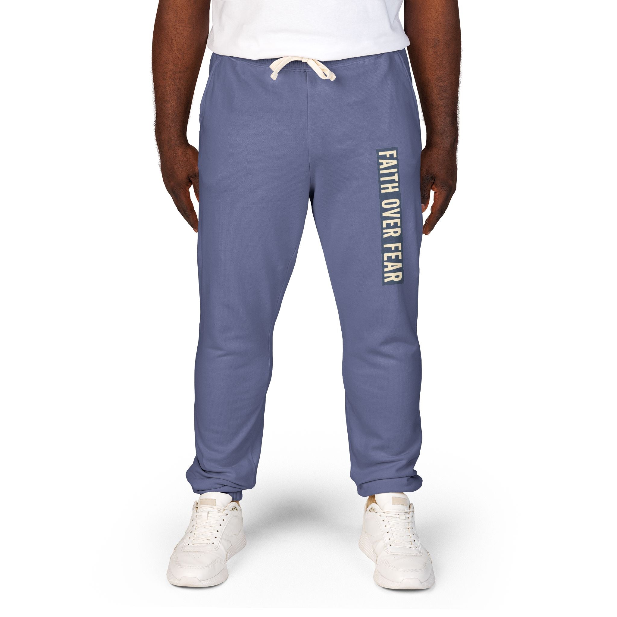 Distressed Faith over Fear Sweatpants | Garment-Dyed Fleece Joggers