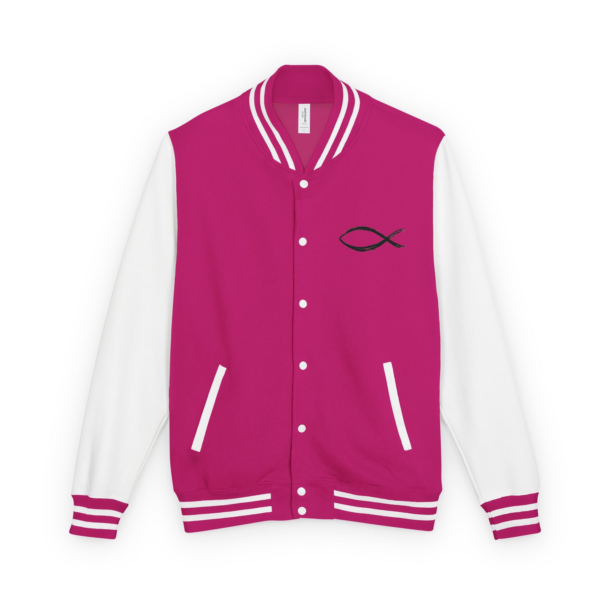 Christian Fish Symbol Emblem Letterman Jacket | Red White Varsity