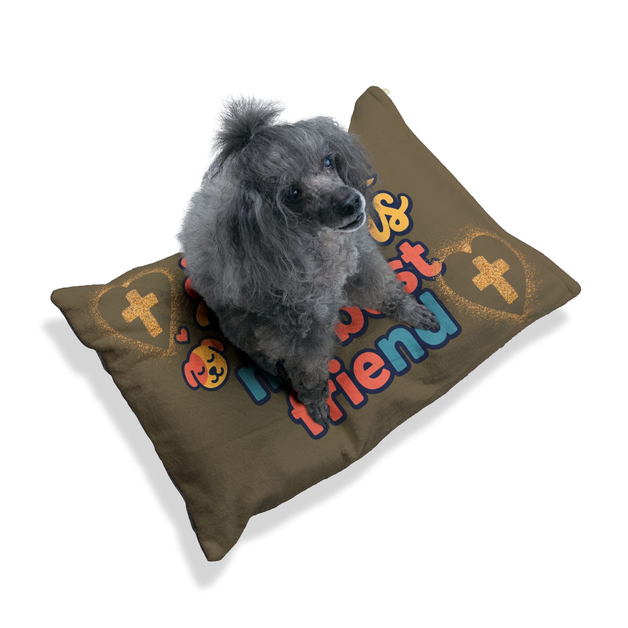 Pet Bed — "Sweet Dreams My Best Friend" Cozy Plush Dog & Cat Bed