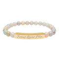Jesus Loves Me Engraved Bar Natural Stone Bracelet | Stretch Beaded Bracelet
