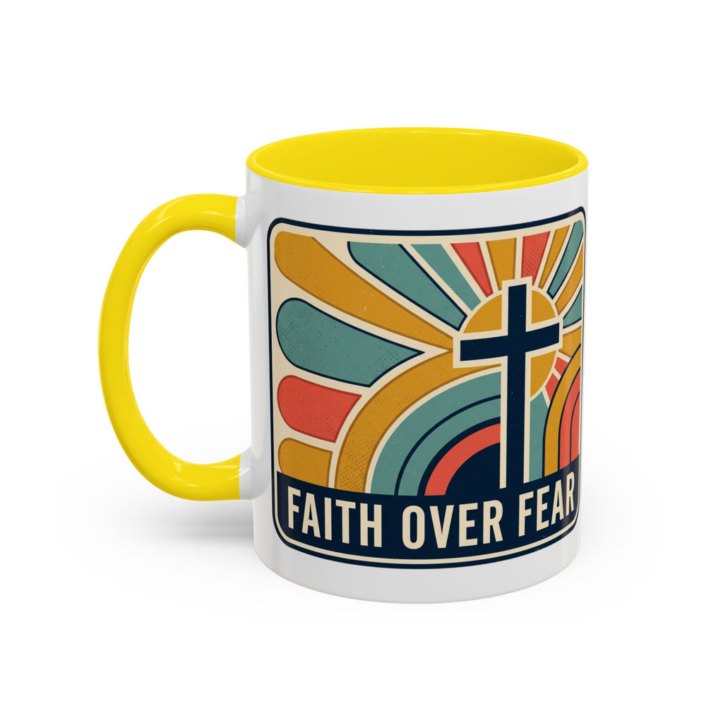 Faith over fear Retro Script Mug | Accent Coffee Mug