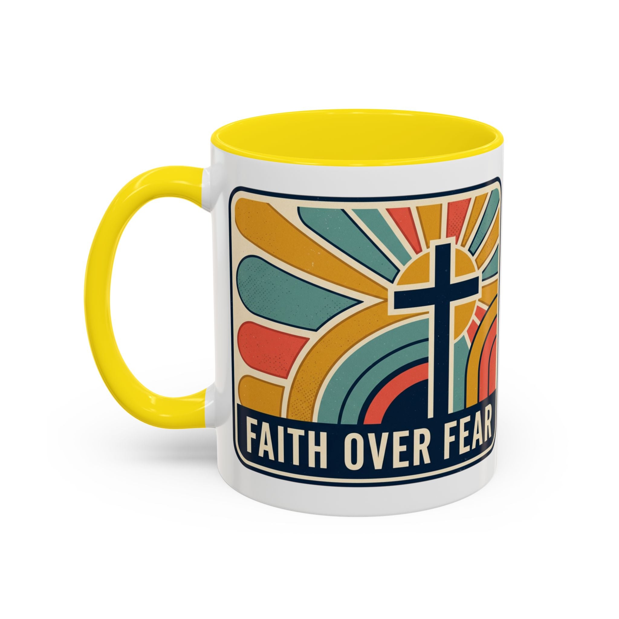 Faith over fear Retro Script Mug | Accent Coffee Mug