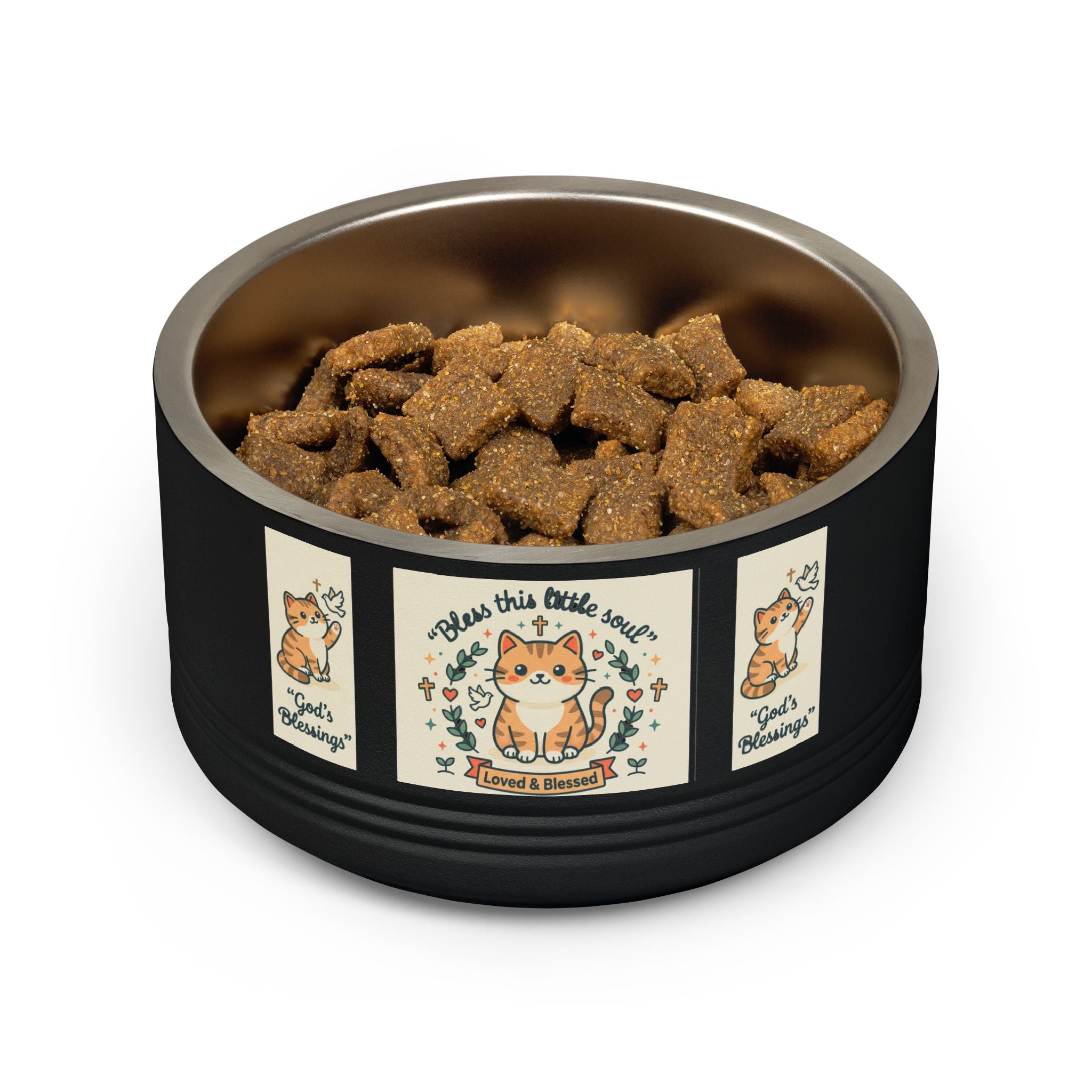 Cute Cat Pet Bowl — "Bless this little soul" 18oz Stainless Steel Bowl