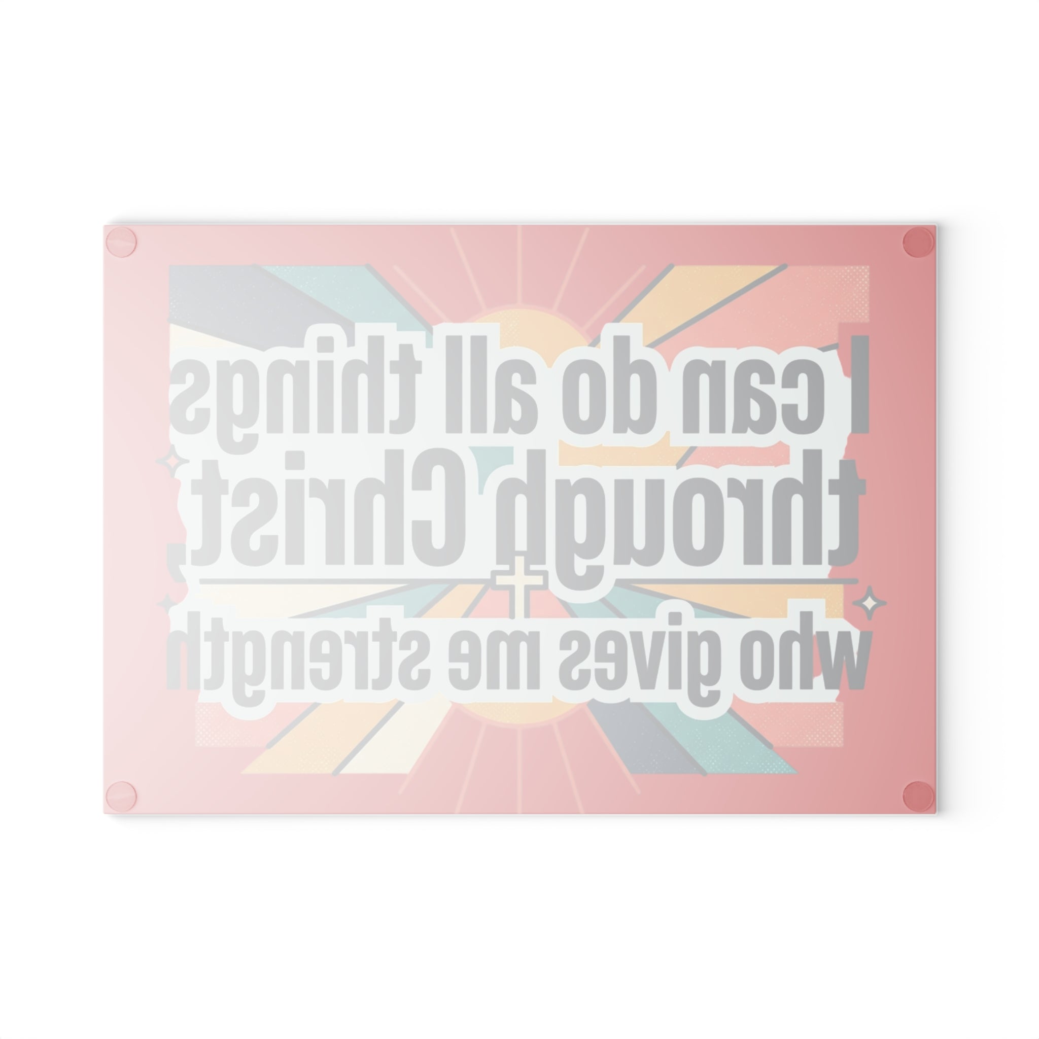 Christ who gives me strength red Glass Cutting Board | Religious Kitchen Décor