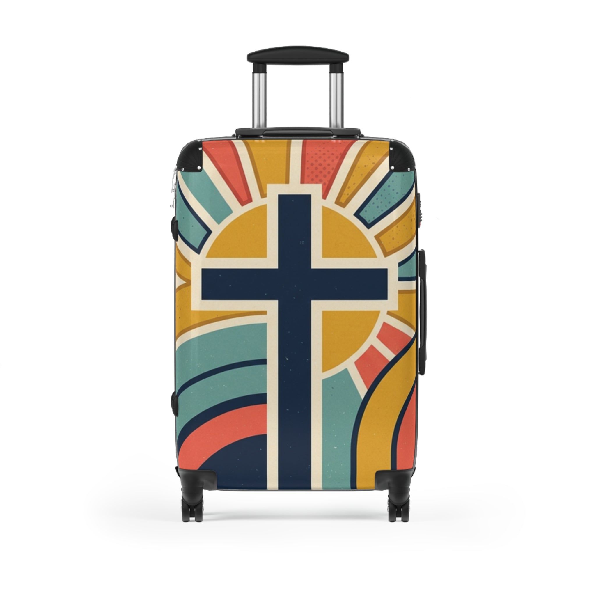 Christian Cross Carry-On Suitcase — Retro Sunrise Faith Luggage