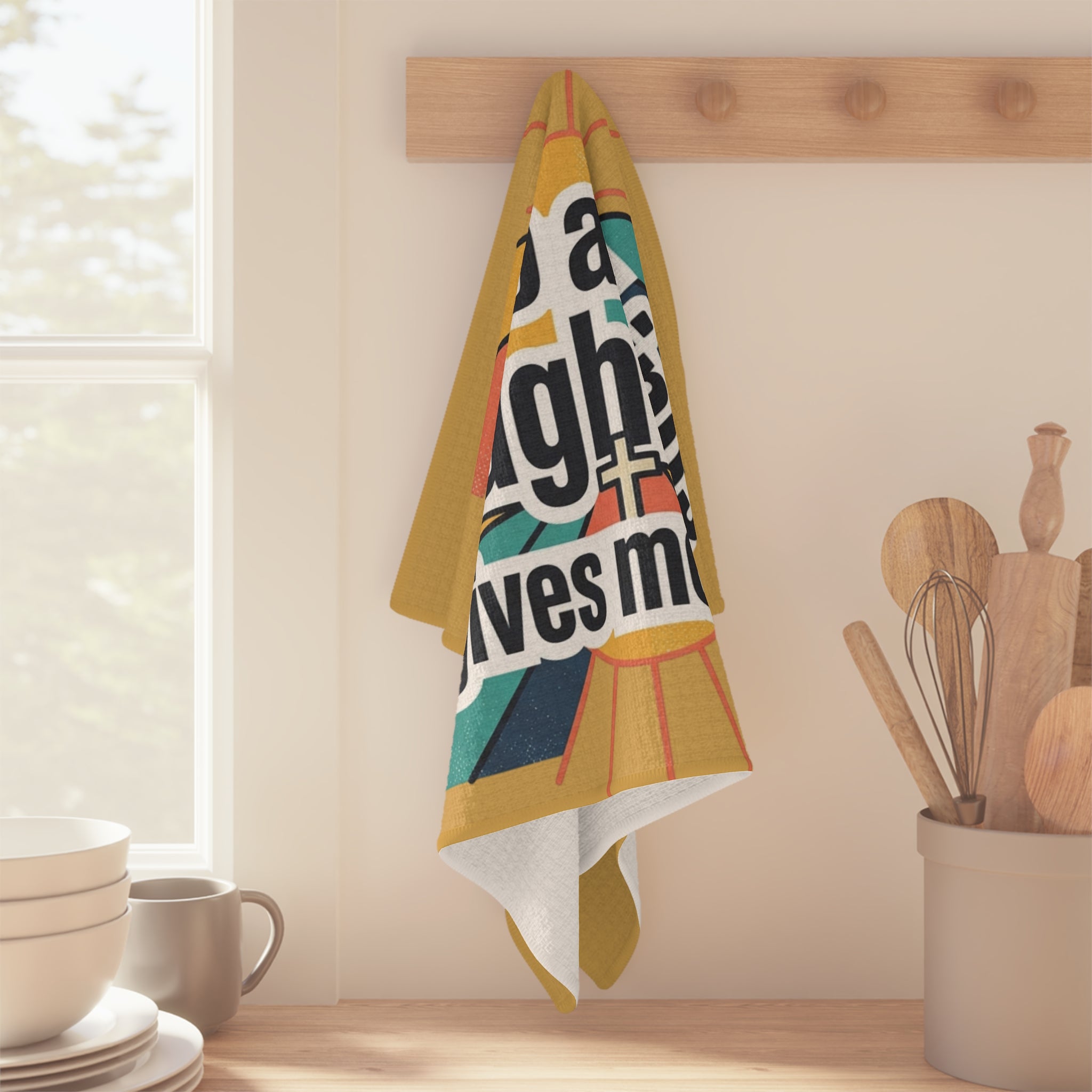 Tea Towel — "I can do all things" Kitchen Towel mustard