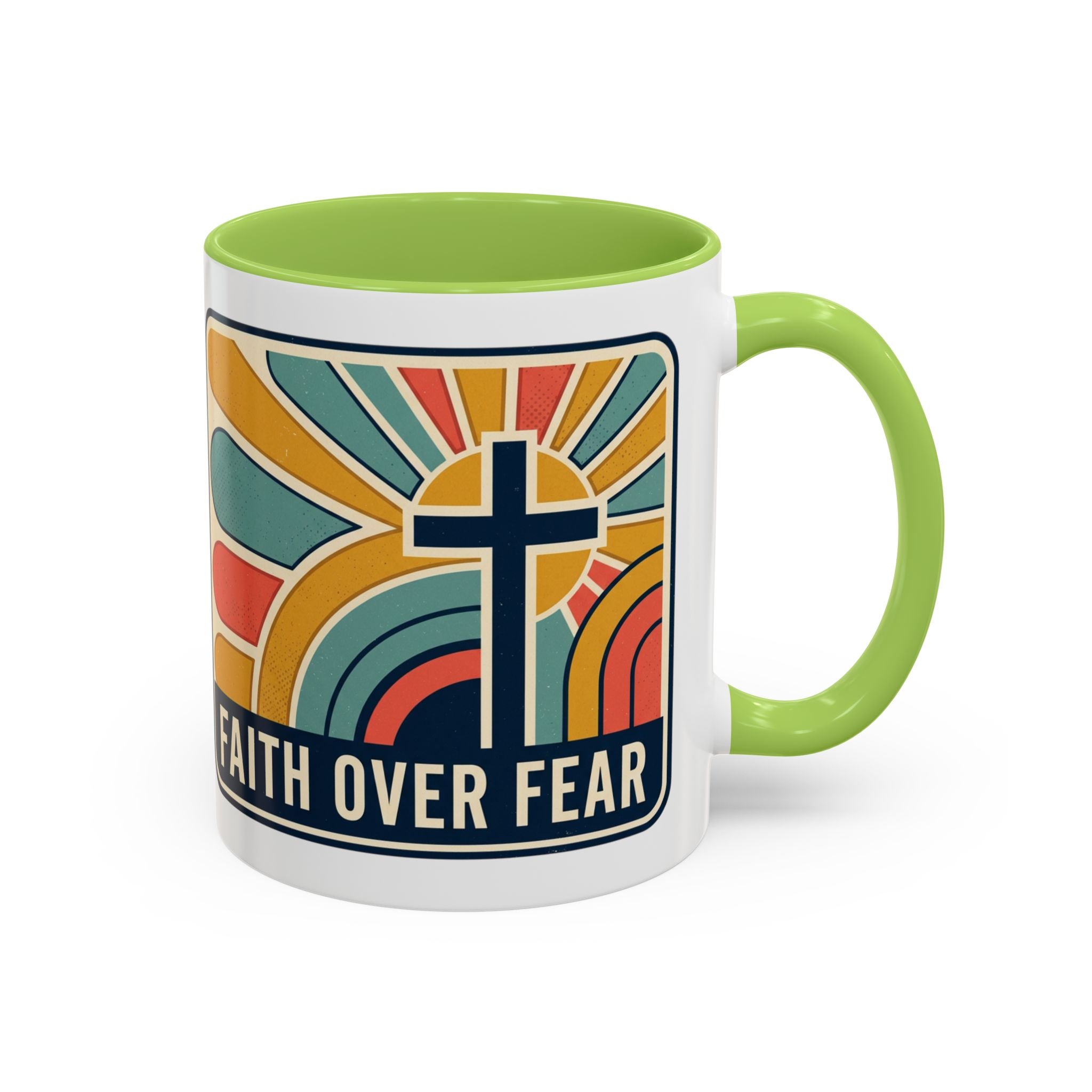 Faith over fear Retro Script Mug | Accent Coffee Mug