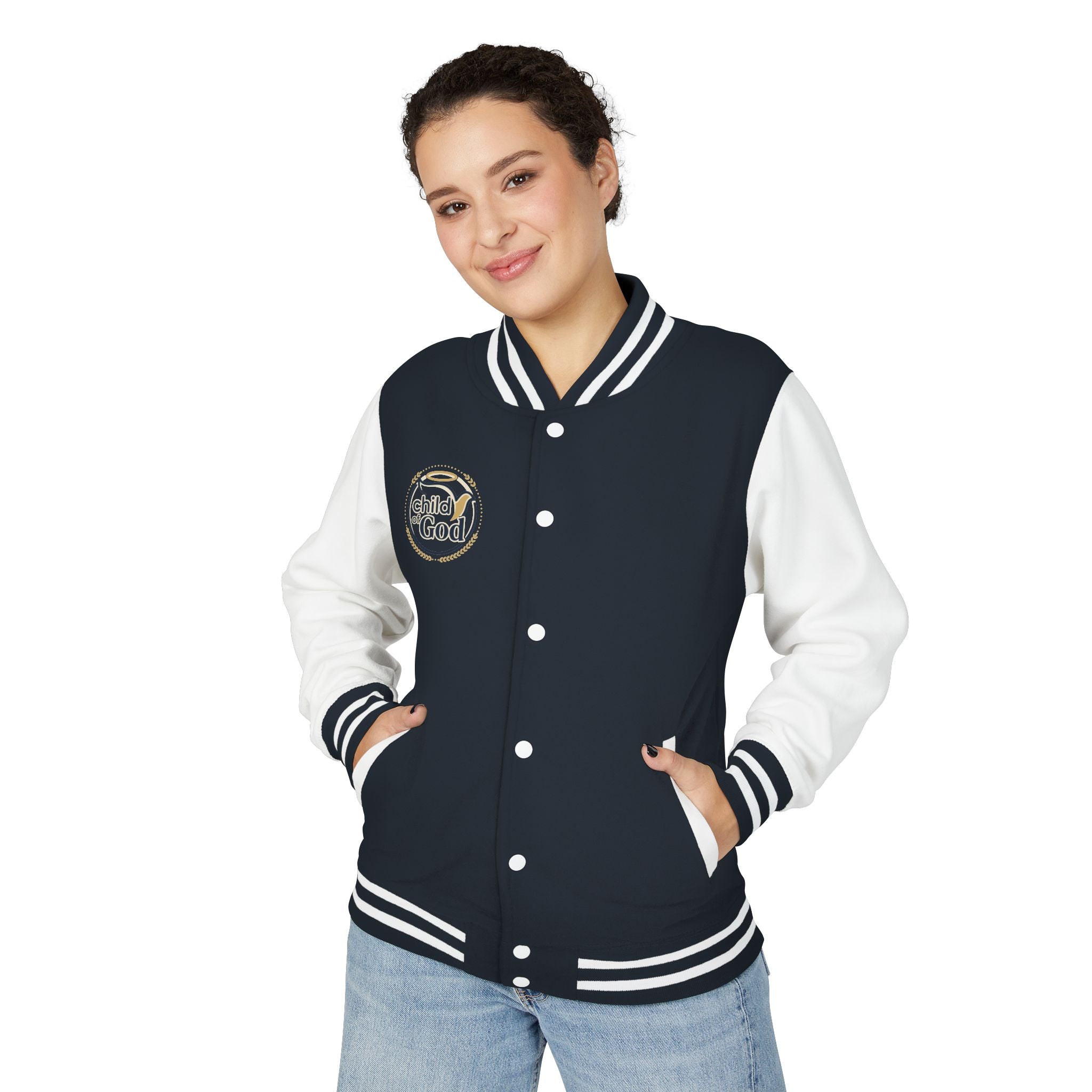 Child of God Emblem Letterman Jacket | Red White Varsity