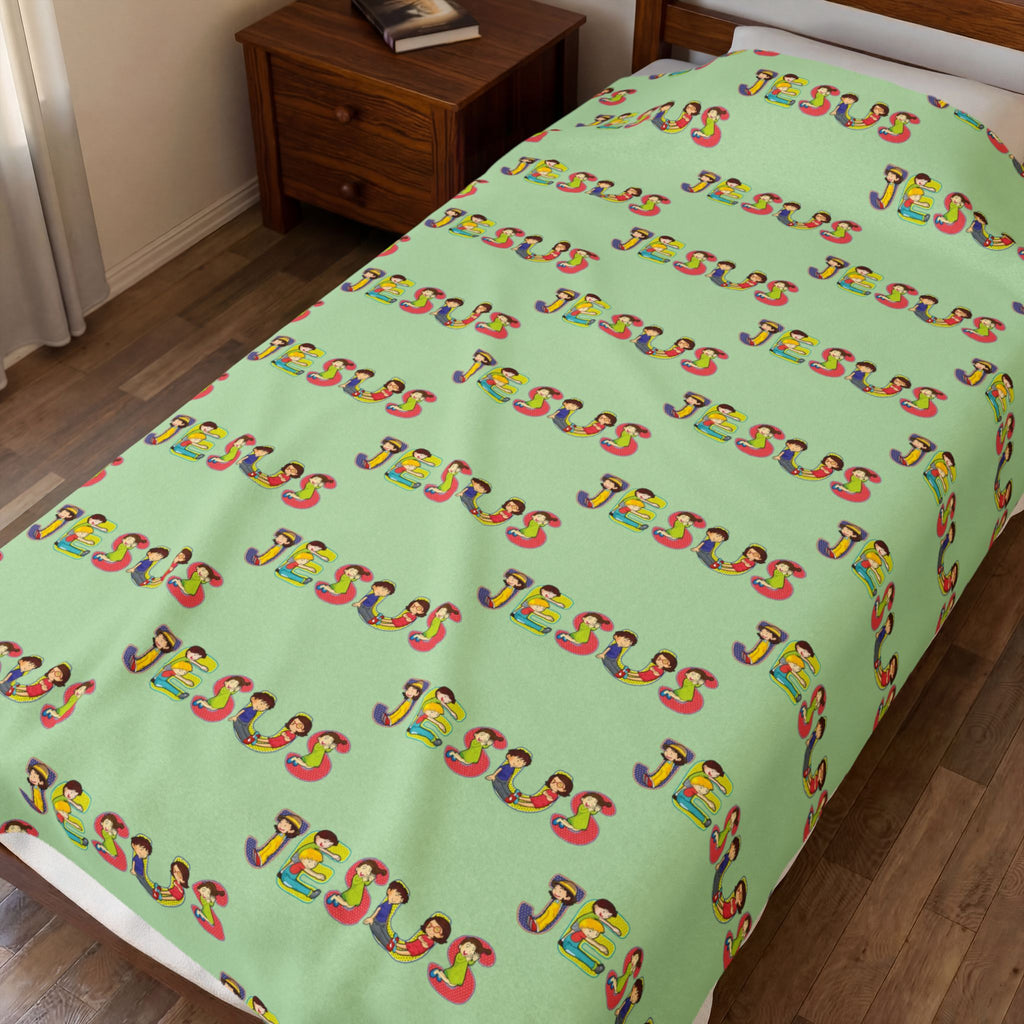 Jesus Velveteen Blanket | Monochrome Religious Throw