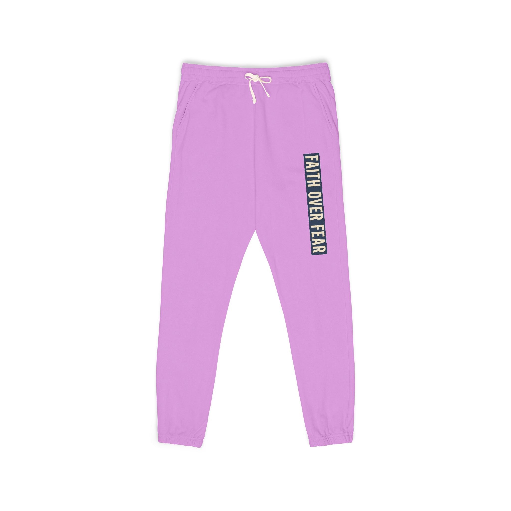 Distressed Faith over Fear Sweatpants | Garment-Dyed Fleece Joggers