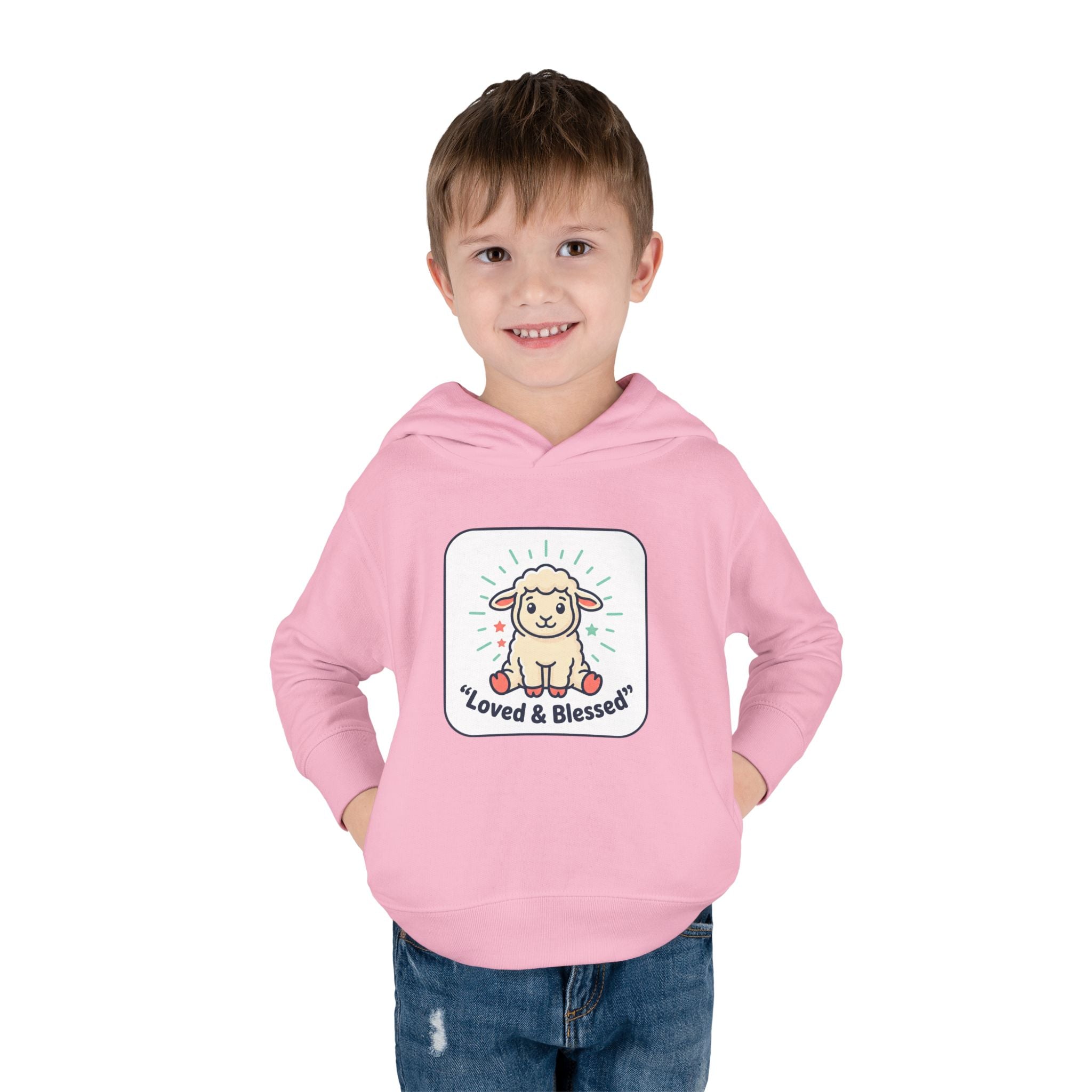Loved & Blessed Lamb toddler hoodie | Cute lamb illustration pullover