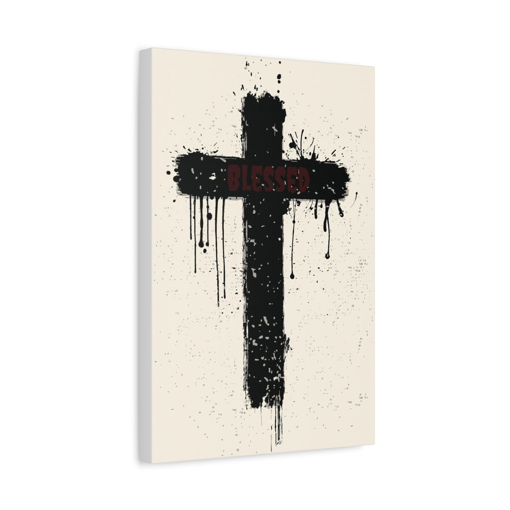 Black Drip Cross Matte Canvas