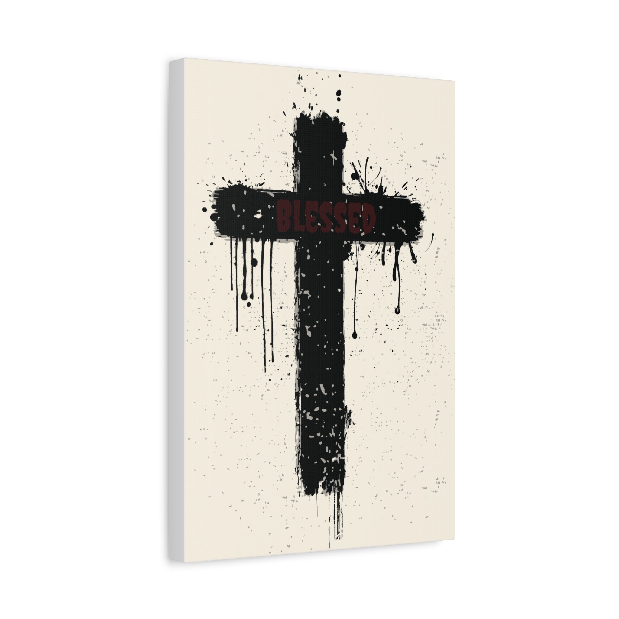 Black Drip Cross Matte Canvas
