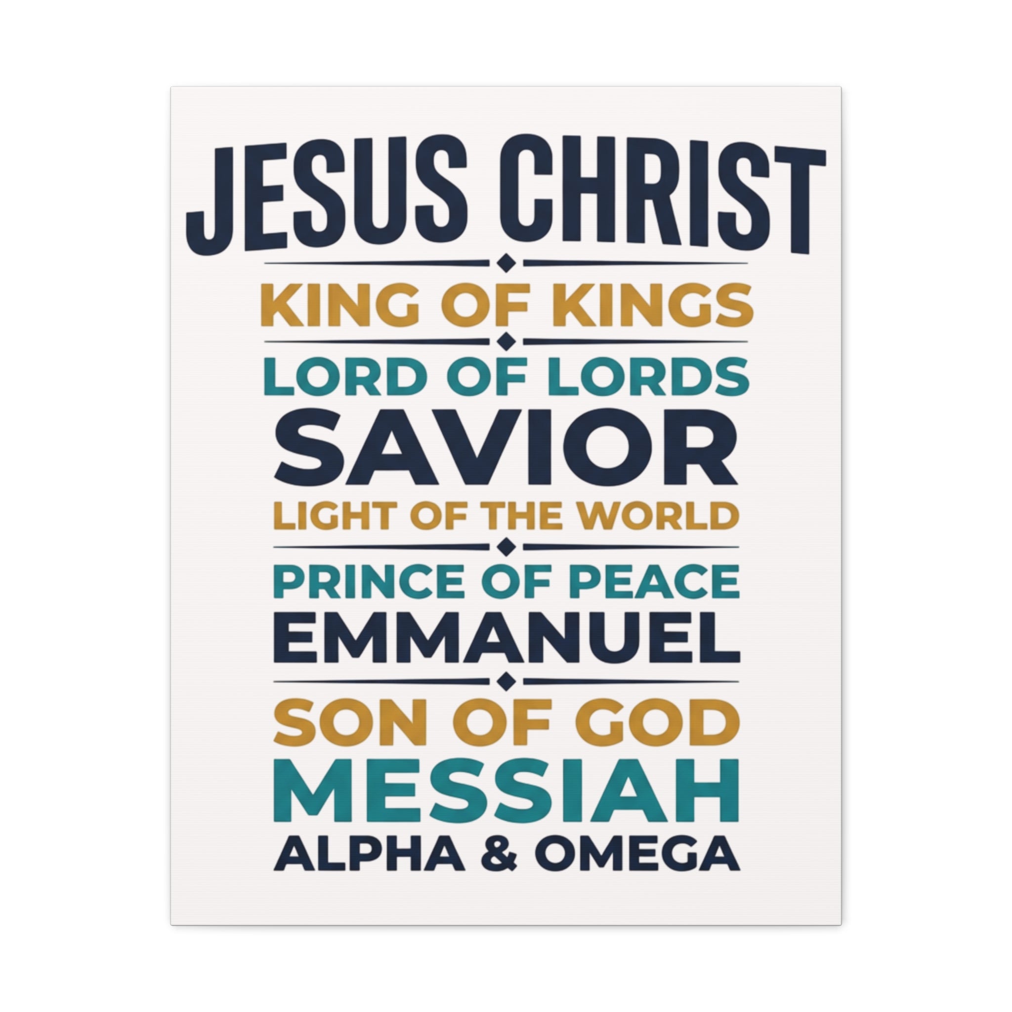 Jesus Christ Typography Wall Art Canvas | Matte Stretched Canvas