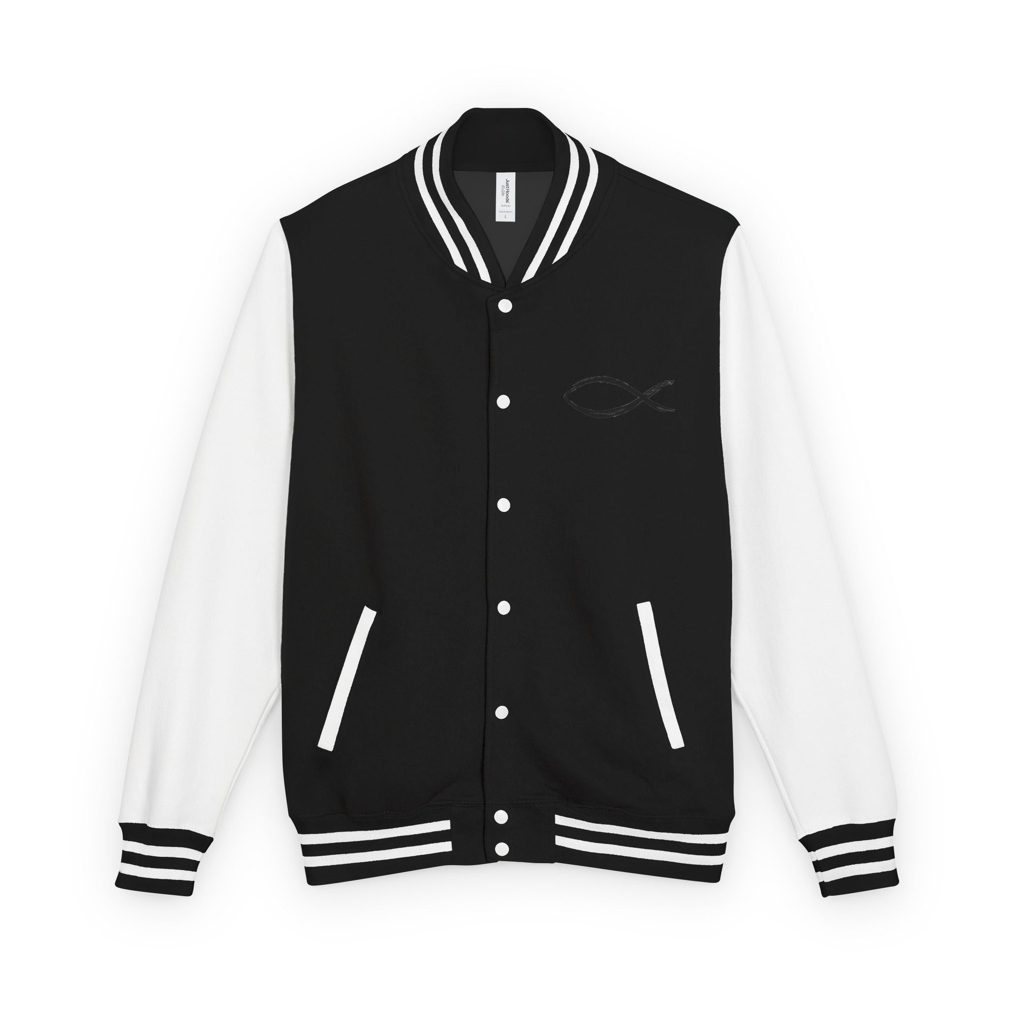 Christian Fish Symbol Emblem Letterman Jacket | Red White Varsity
