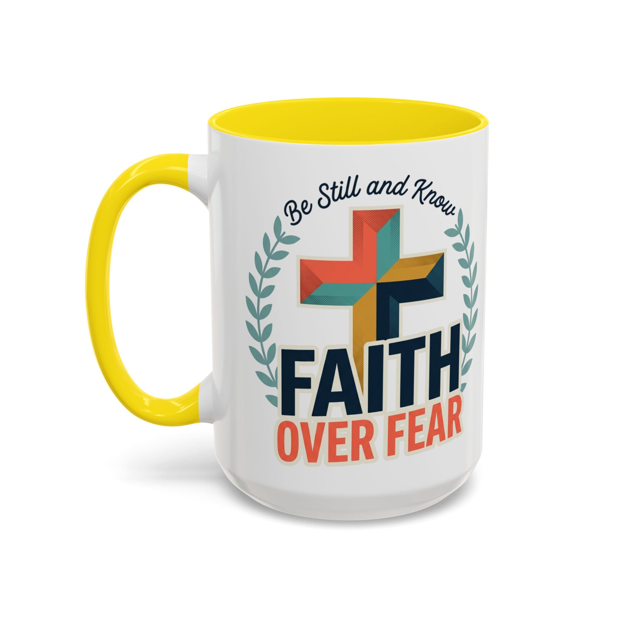 Faith Over Fear Accent Coffee Mug – Christian Inspirational 11/15oz