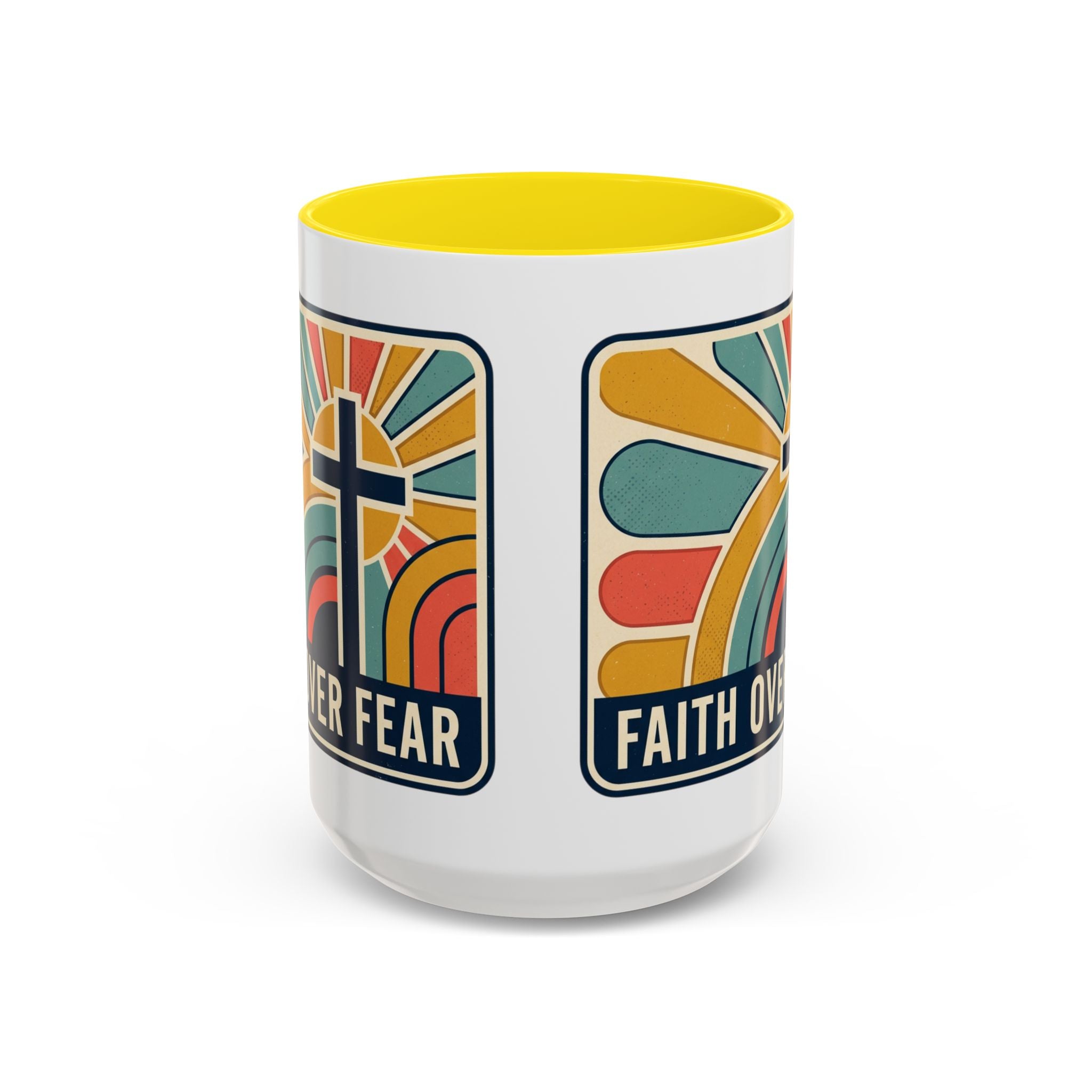 Faith over fear Retro Script Mug | Accent Coffee Mug