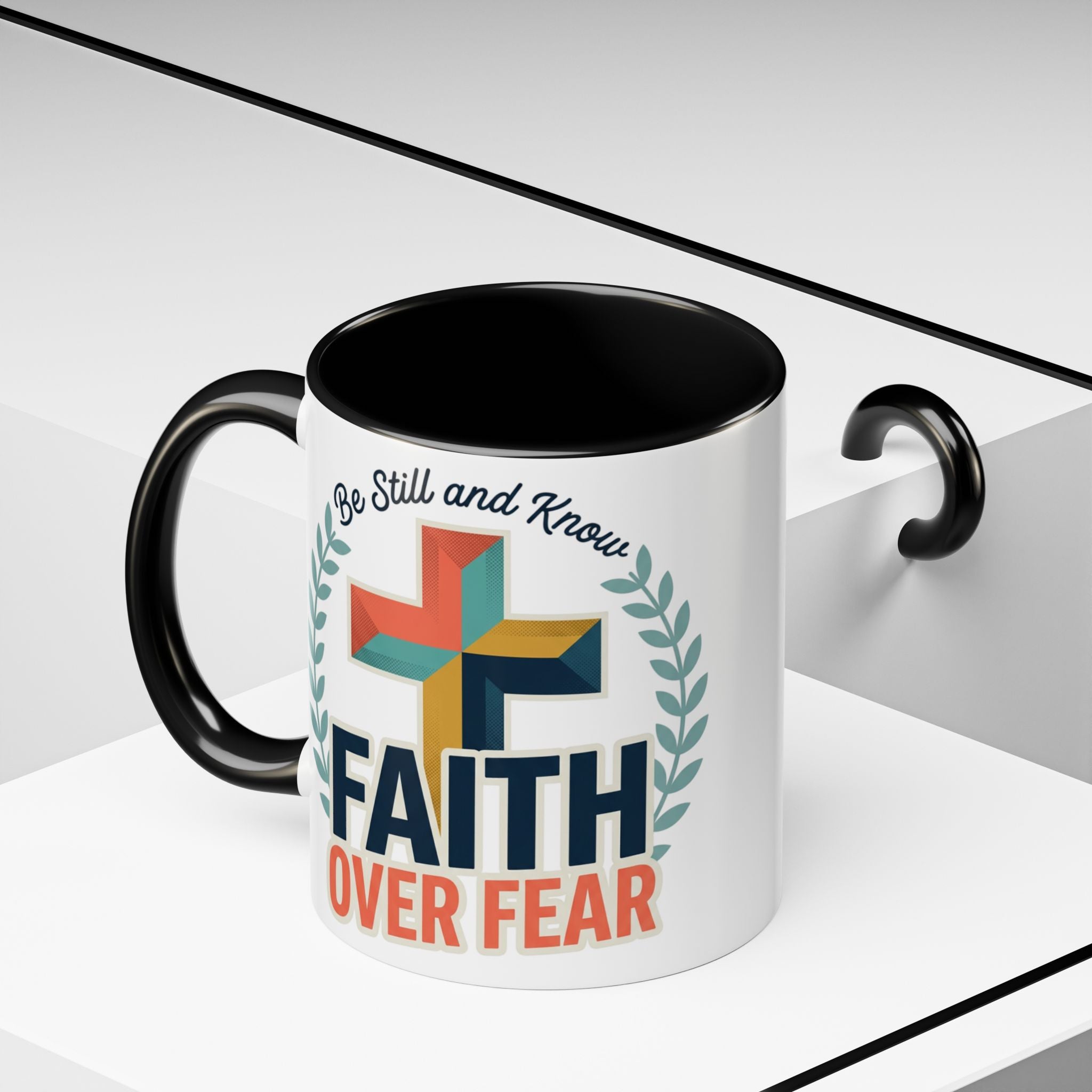 Faith Over Fear Accent Coffee Mug – Christian Inspirational 11/15oz
