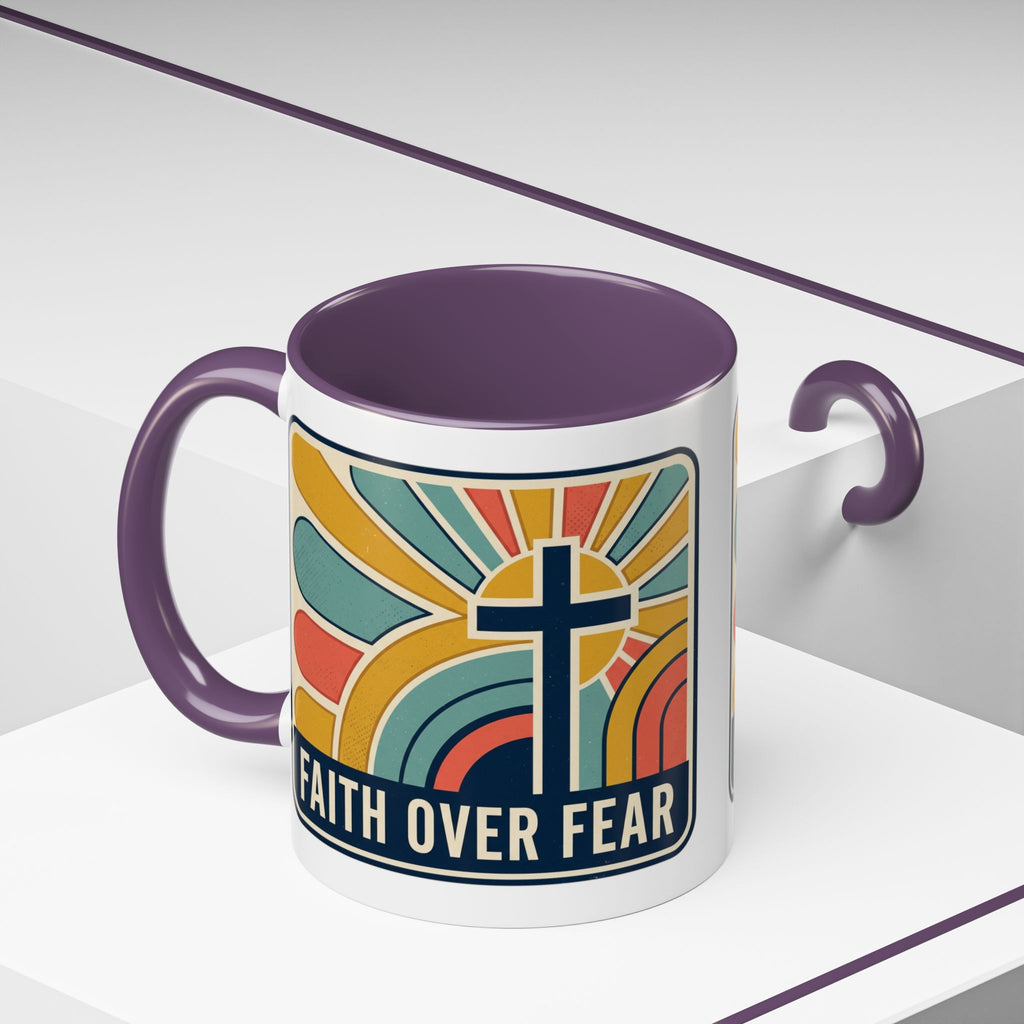 Faith over fear Retro Script Mug | Accent Coffee Mug