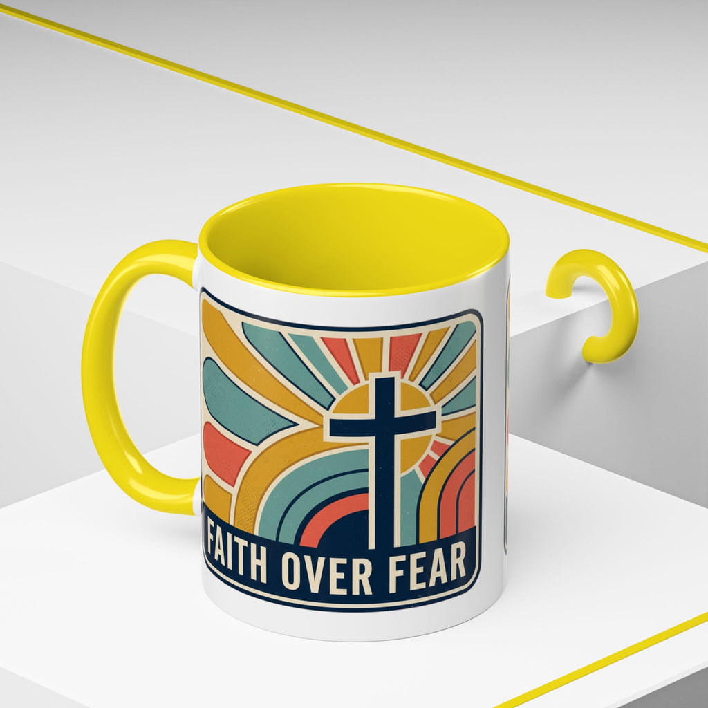 Faith over fear Retro Script Mug | Accent Coffee Mug