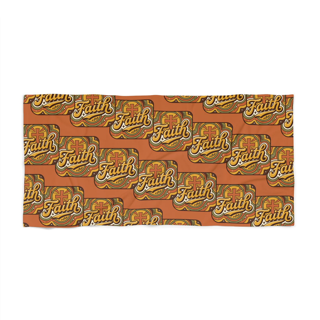 Faith Retro Sunset Beach Towel — Vibrant Faith Coastal Towel