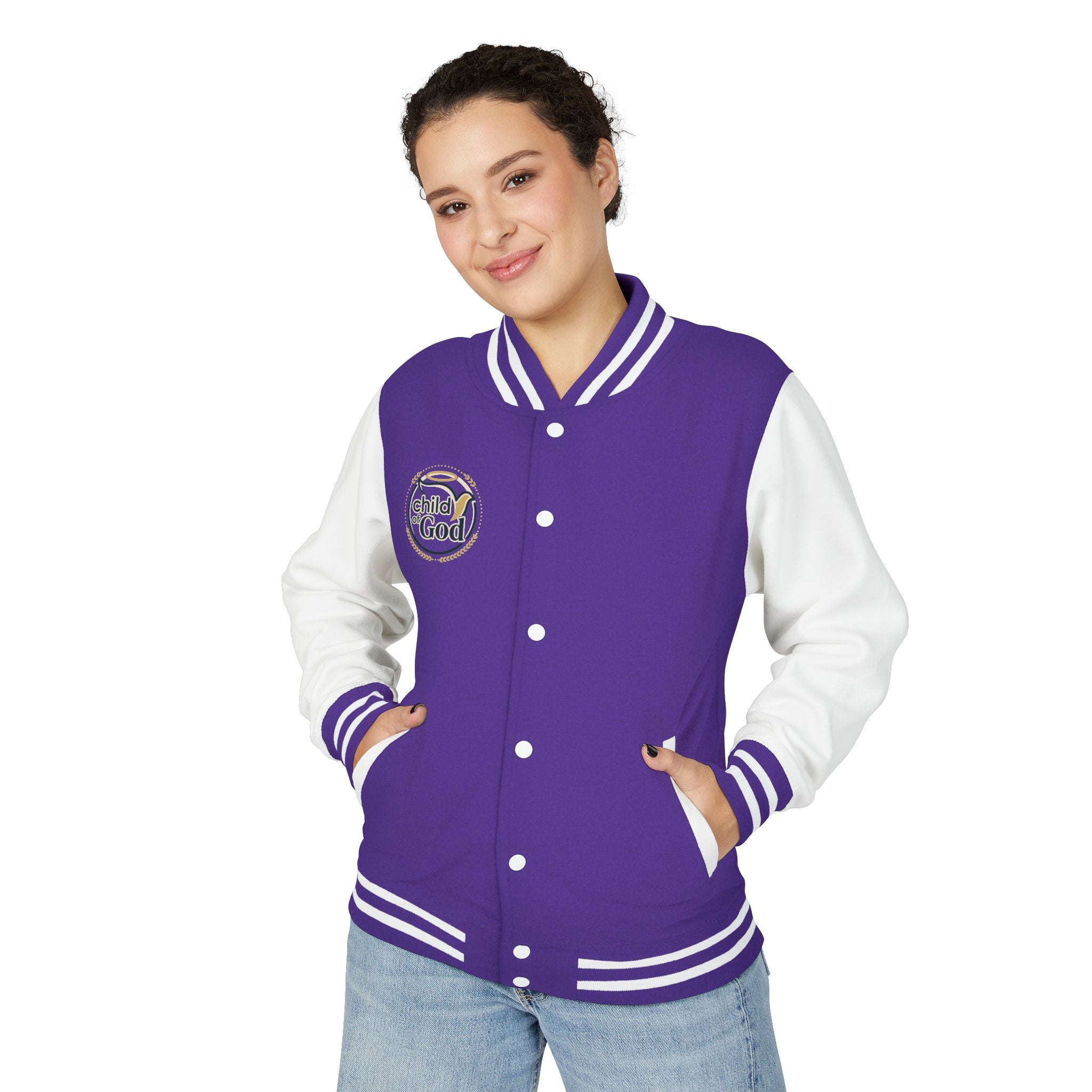Child of God Emblem Letterman Jacket | Red White Varsity