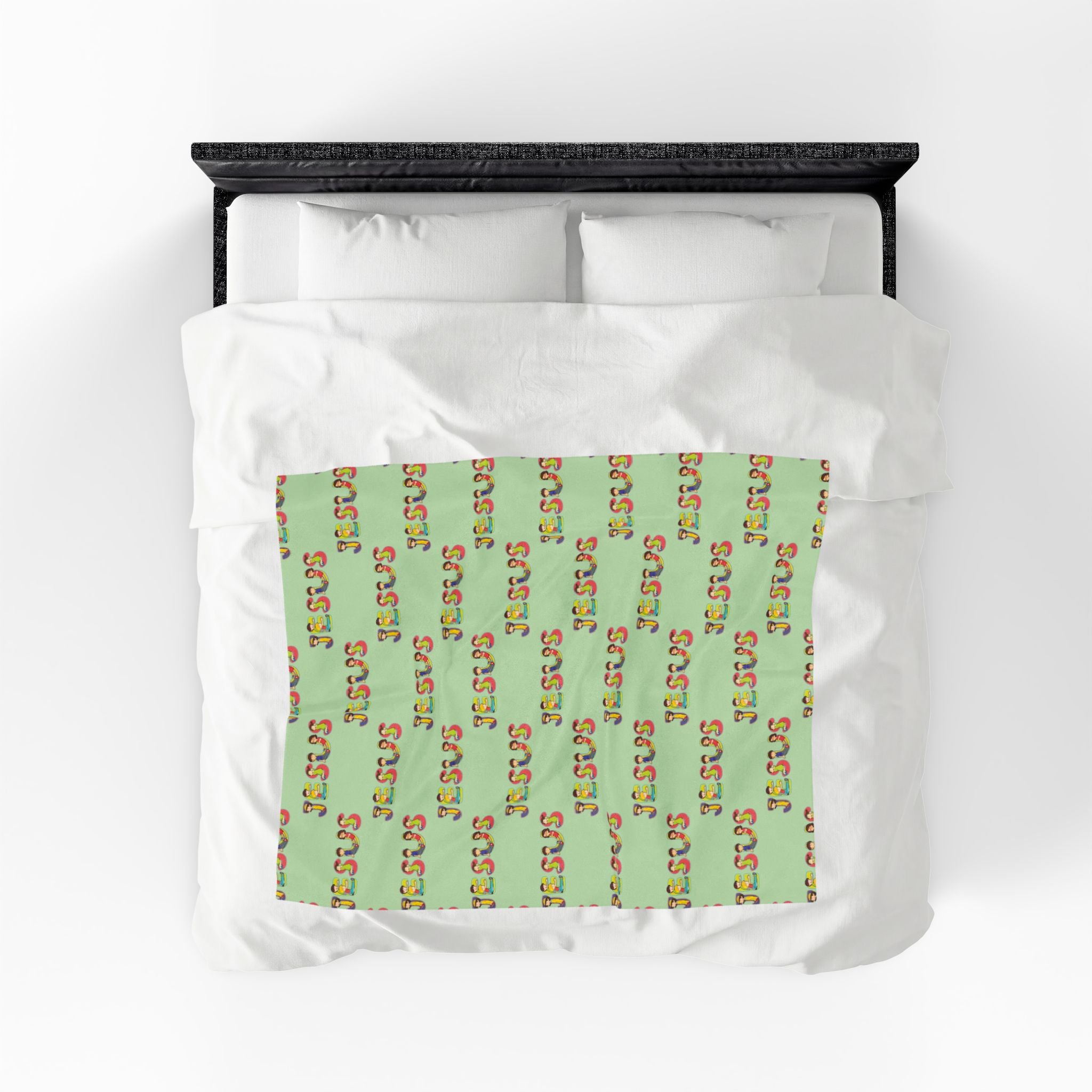 Jesus Velveteen Blanket | Monochrome Religious Throw