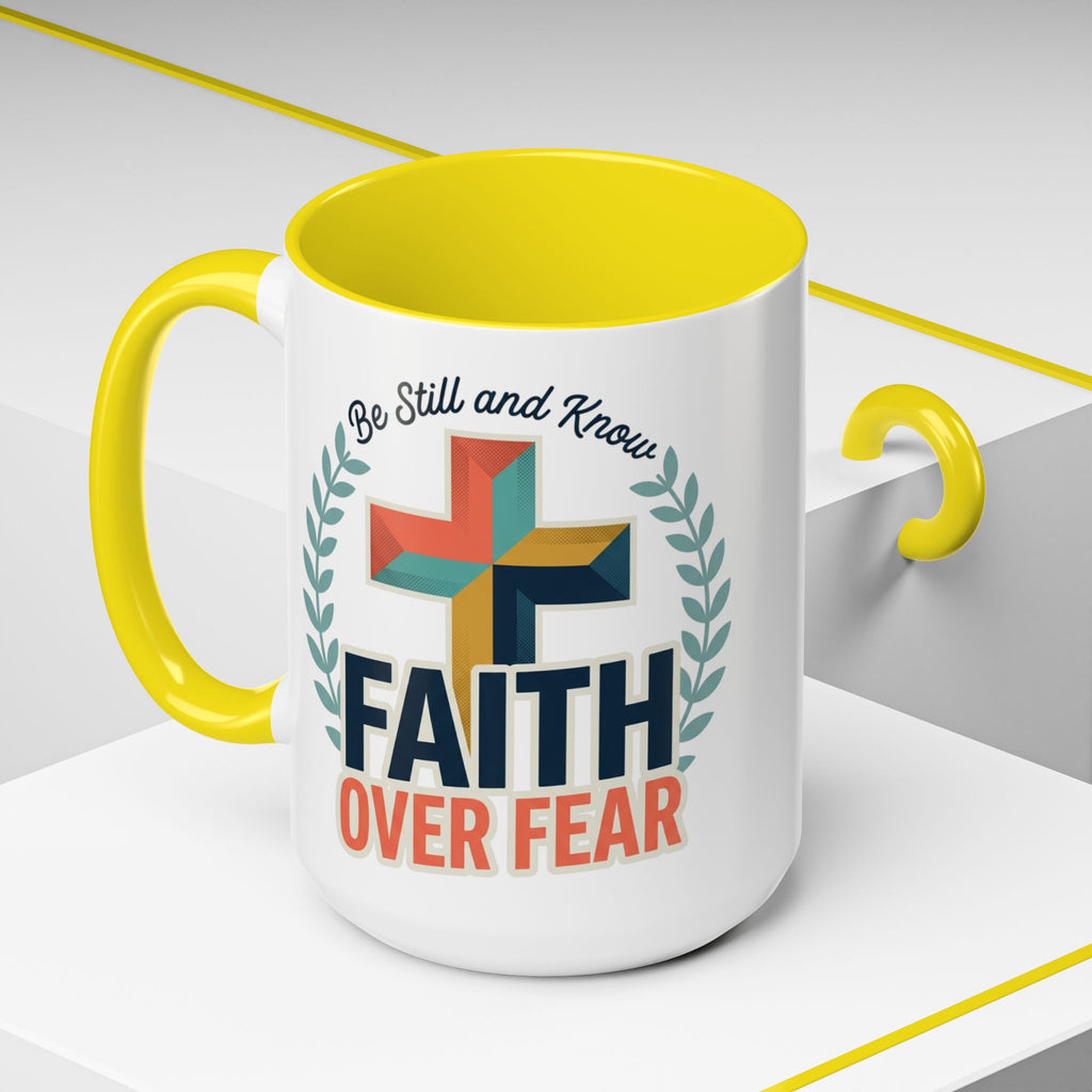 Faith Over Fear Accent Coffee Mug – Christian Inspirational 11/15oz