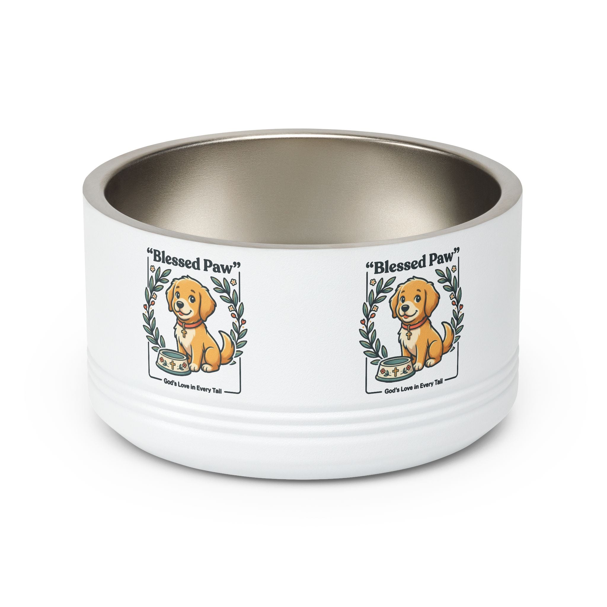 Dog Feeding Bowl — 18oz Stainless Pet Bowl with Cute Puppy Design