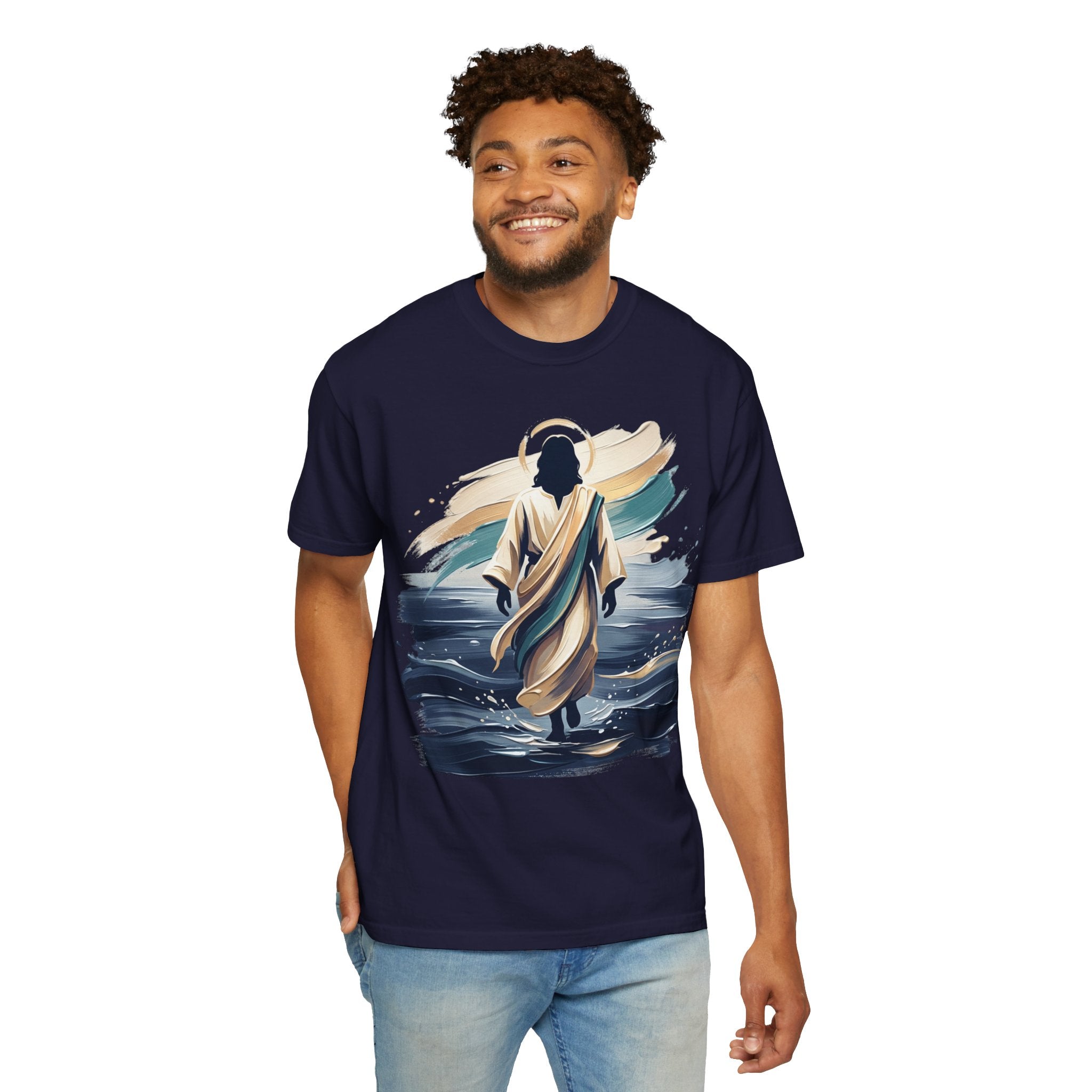 Jesus Walking on Water T-Shirt — Inspirational Christian Faith Tee