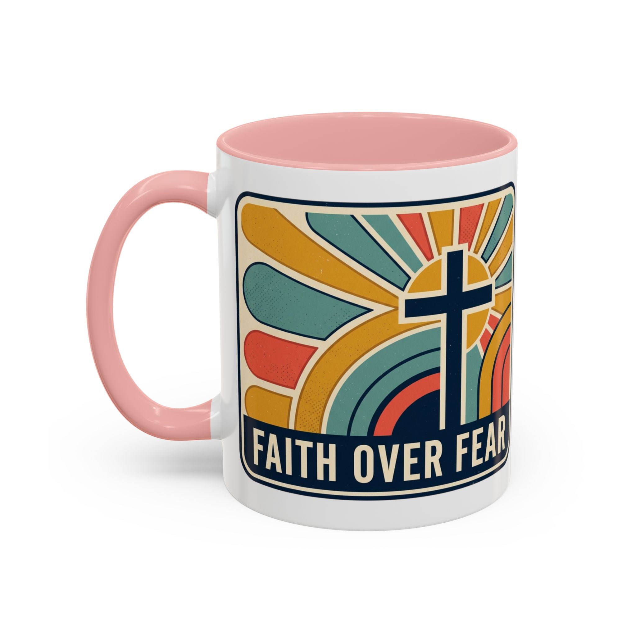 Faith over fear Retro Script Mug | Accent Coffee Mug
