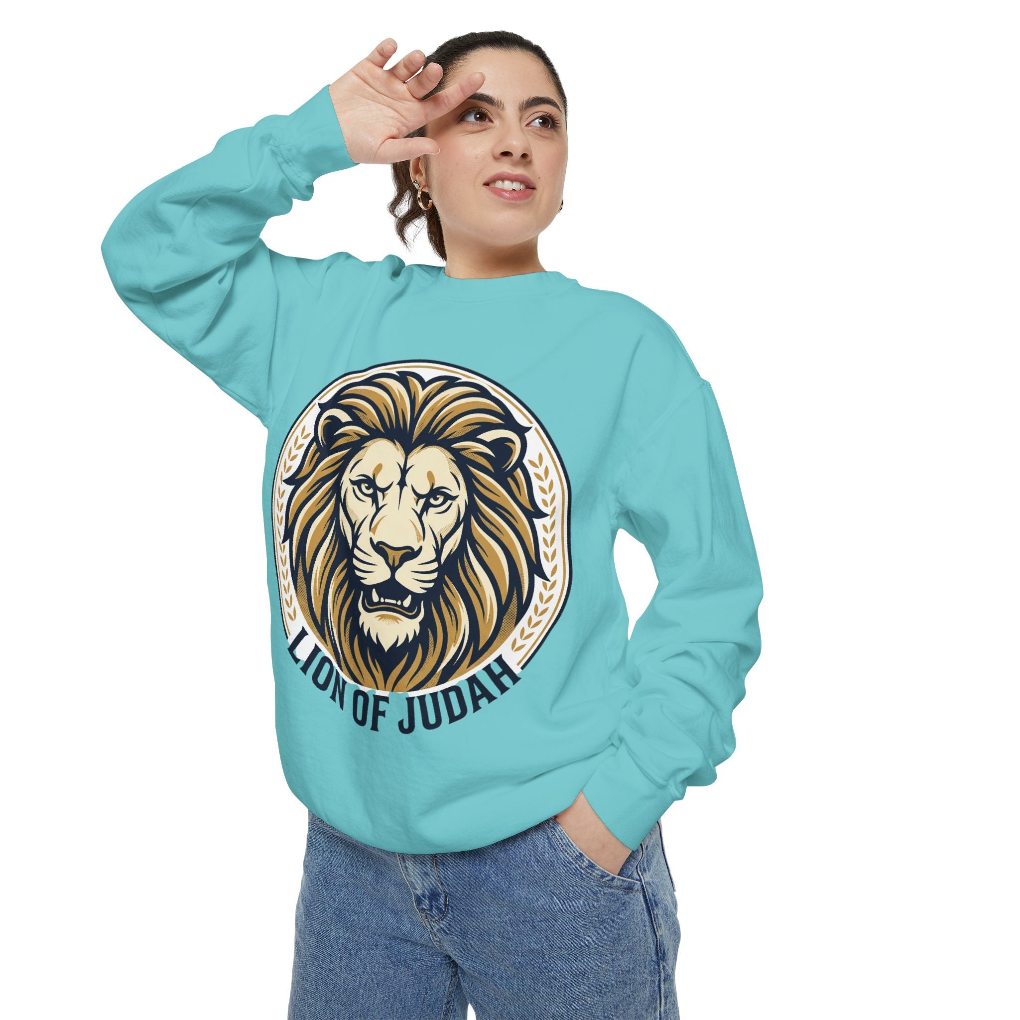 Lion of Judah Sweatshirt — Religious Lion Graphic Crewneck