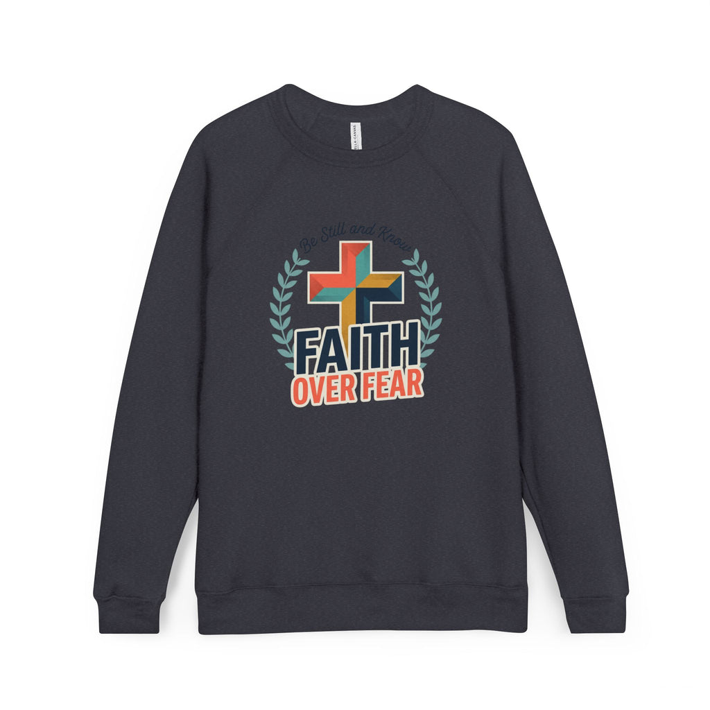 Faith Over Fear Sweatshirt — Christian Cross Raglan Pullover
