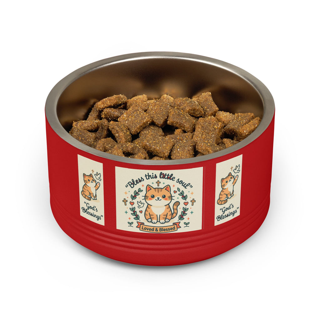 Cute Cat Pet Bowl — "Bless this little soul" 18oz Stainless Steel Bowl