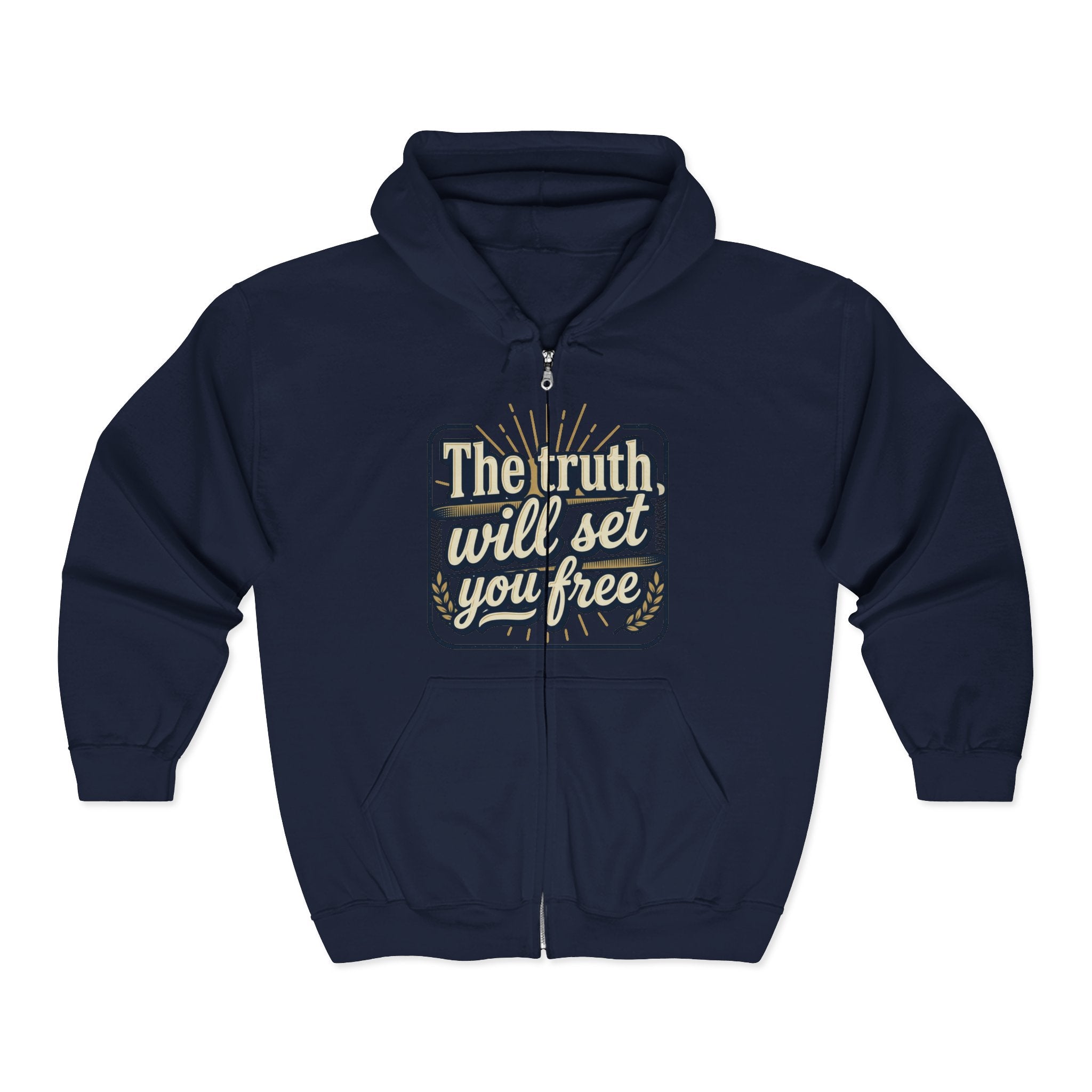Zip Hoodie — “The truth will set you free” Inspirational Graphic Zip-Up