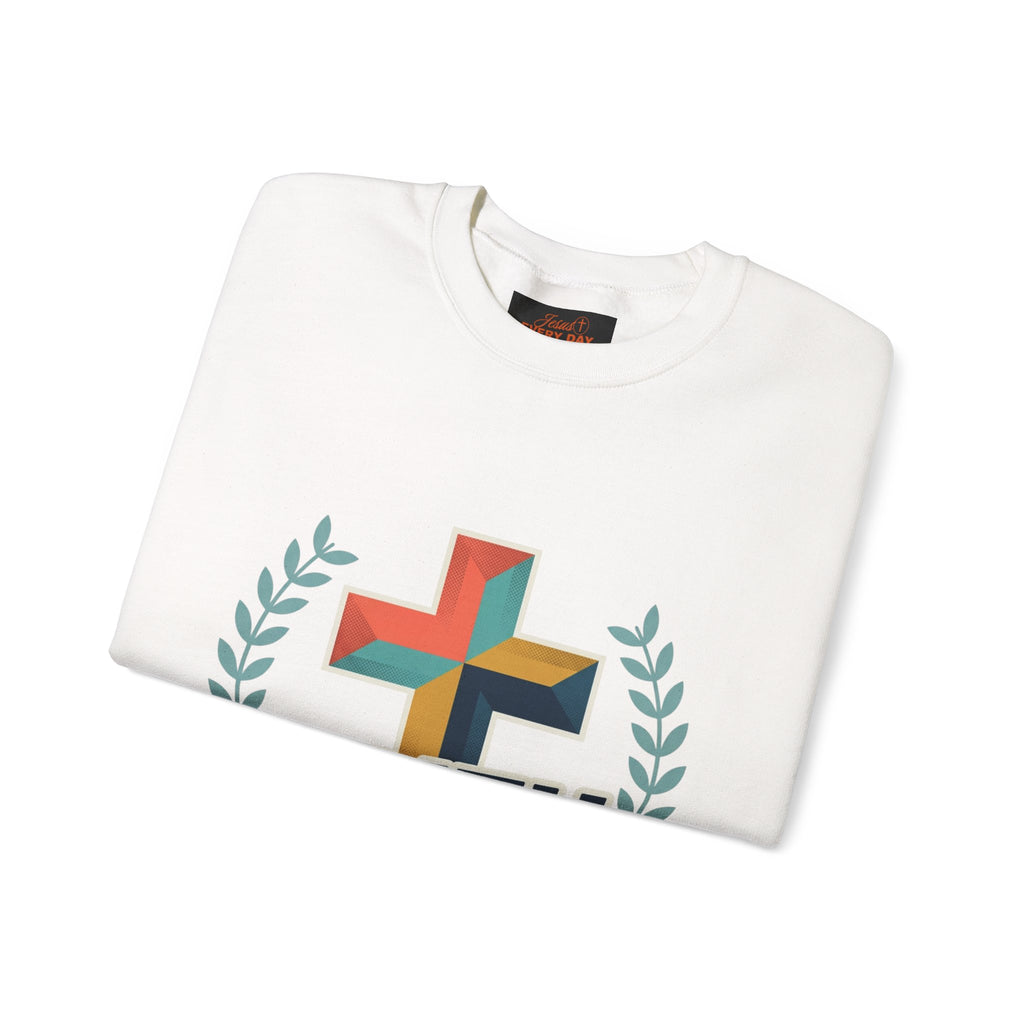Faith Over Fear Crewneck Sweatshirt — Christian Cross Inspirational Pullover