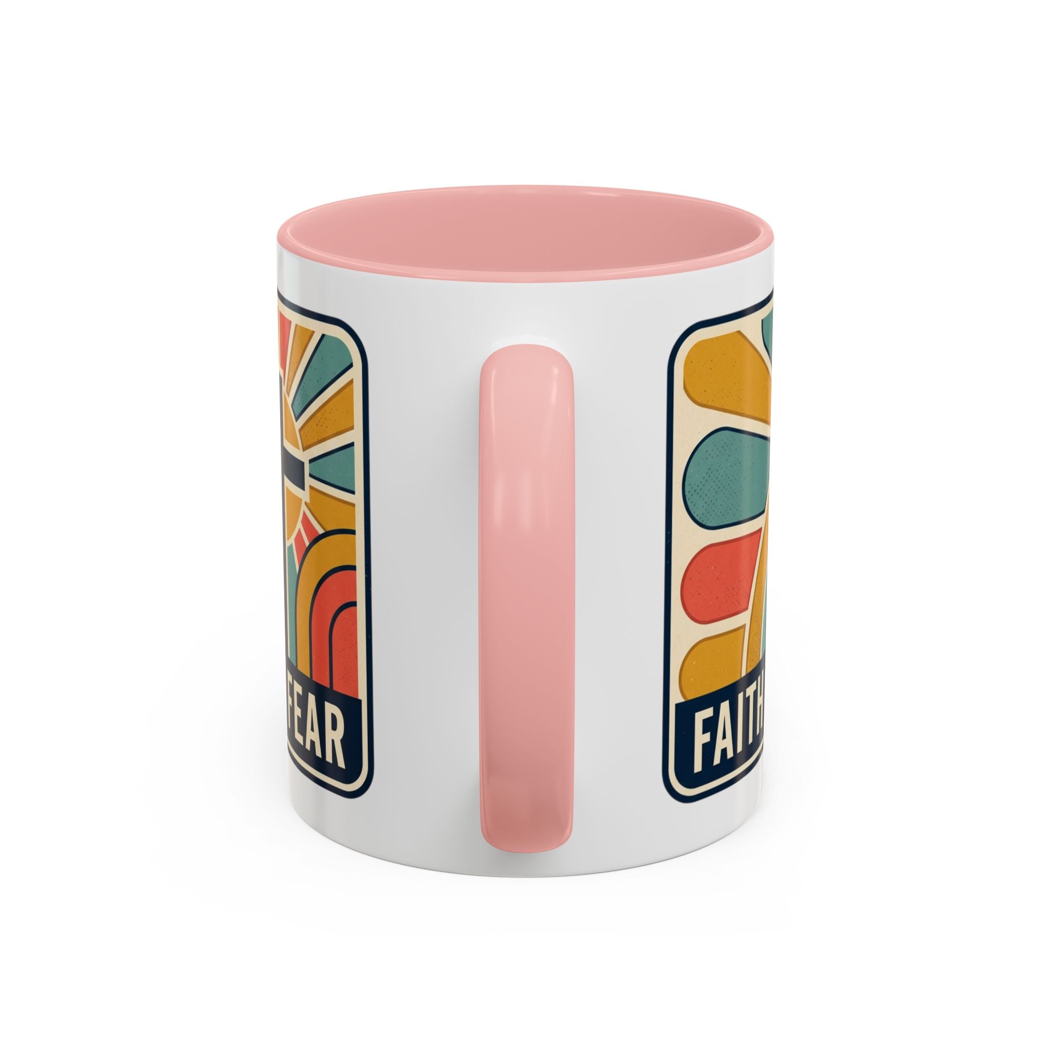 Faith over fear Retro Script Mug | Accent Coffee Mug