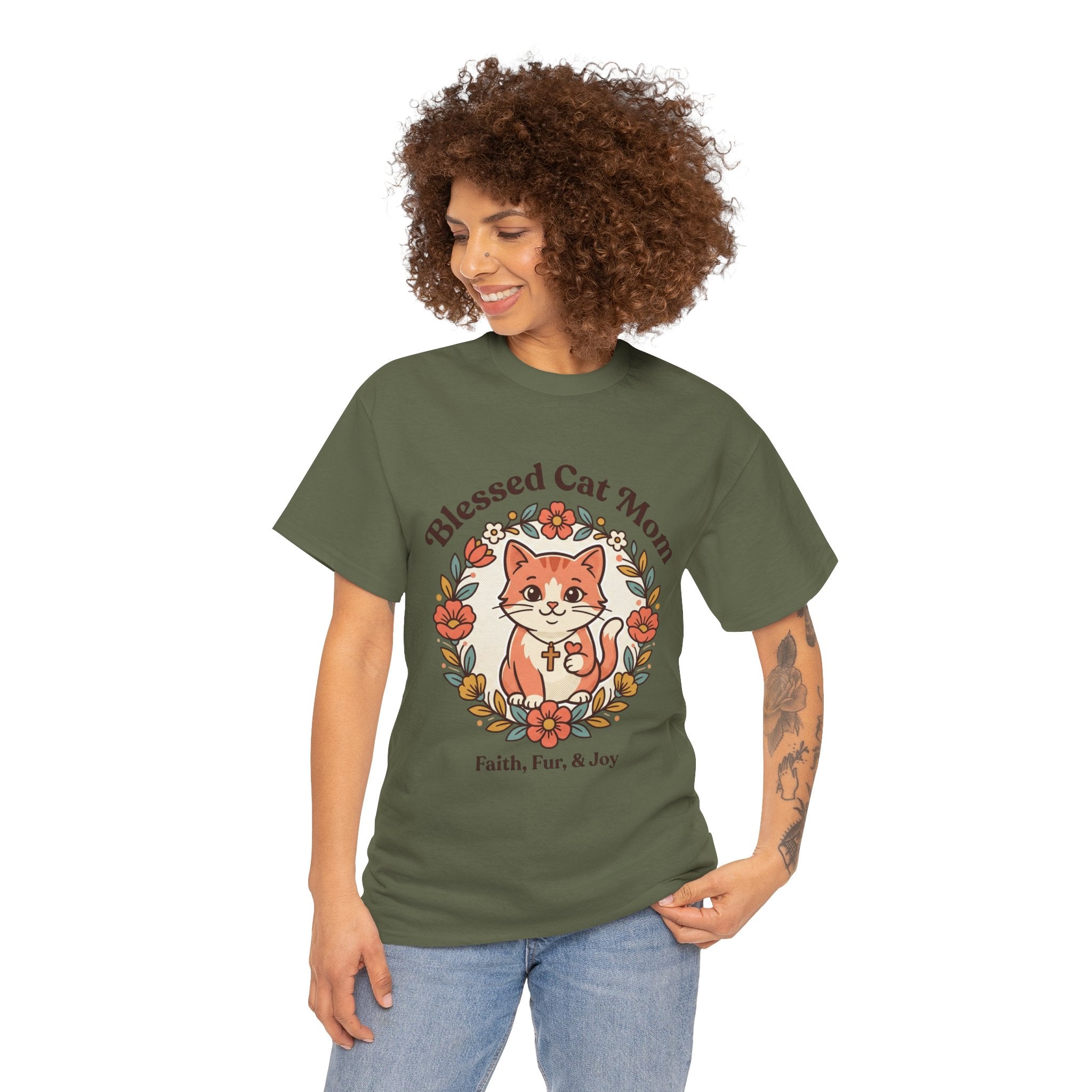 Blessed Cat Mom T-Shirt – Faith, Fur & Joy Floral Cat Mom Tee