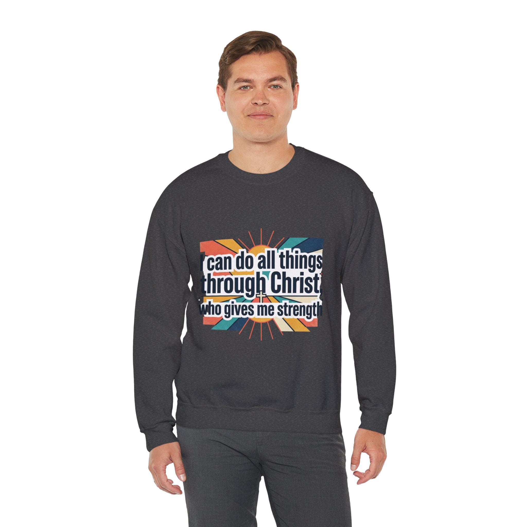 All things through Christ Christian Heavy Blend™ Crewneck Sweatshirt