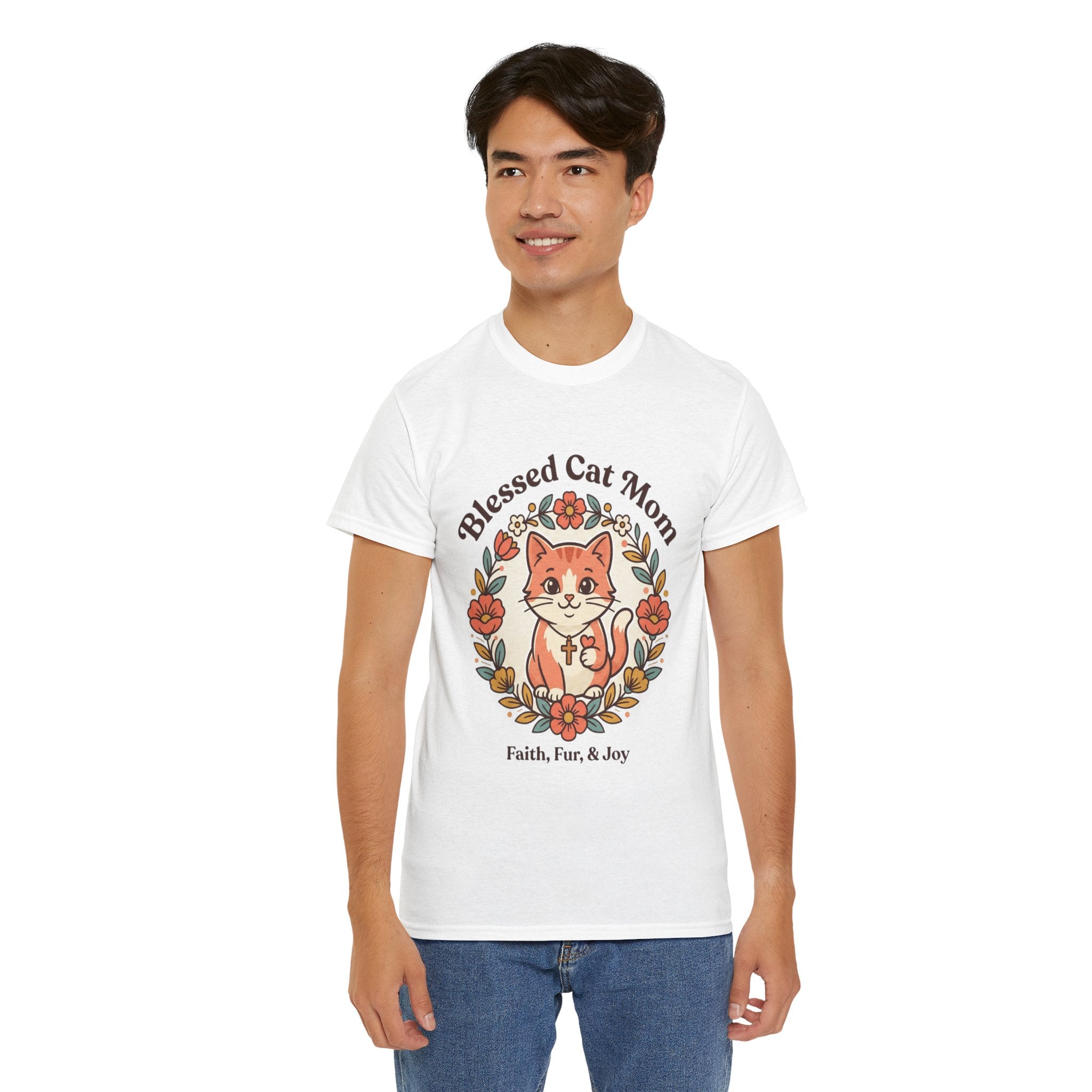 Blessed Cat Mom T-Shirt – Faith, Fur & Joy Floral Cat Mom Tee