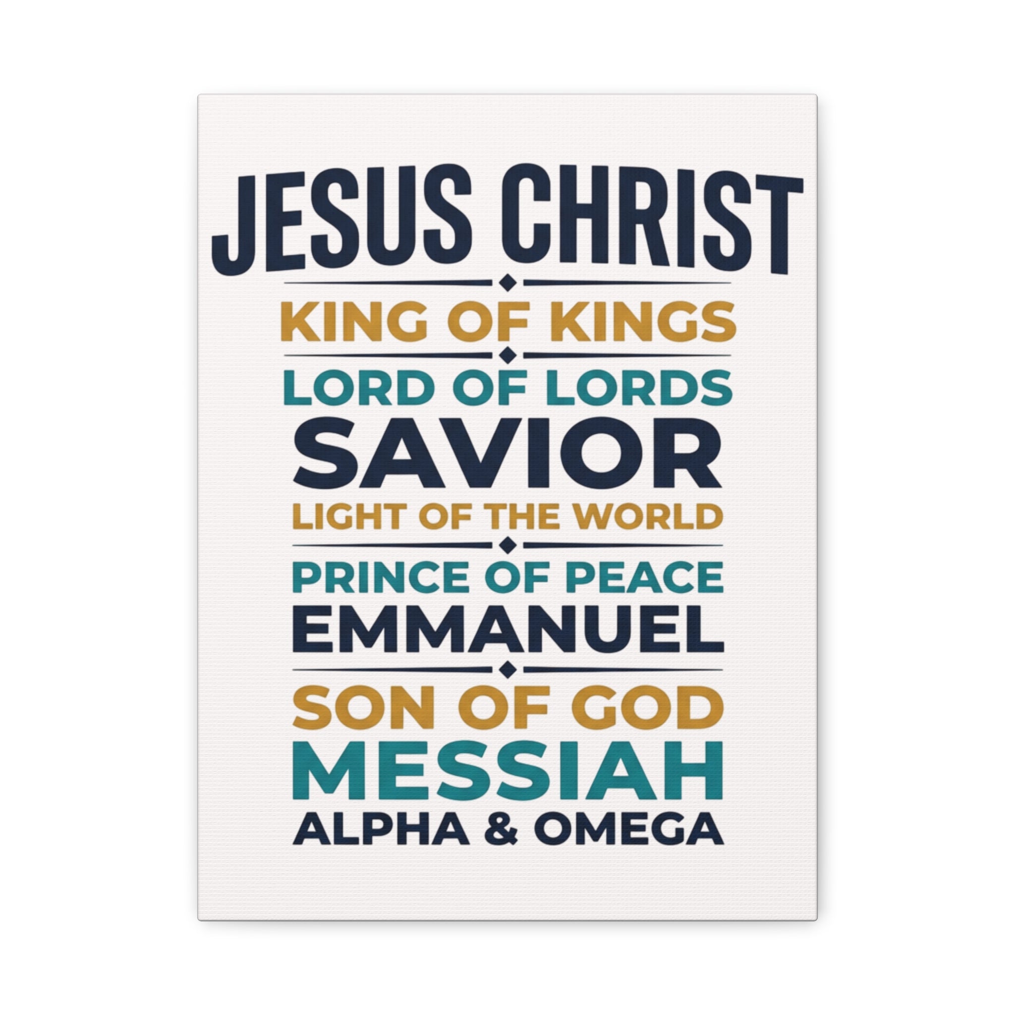 Jesus Christ Typography Wall Art Canvas | Matte Stretched Canvas